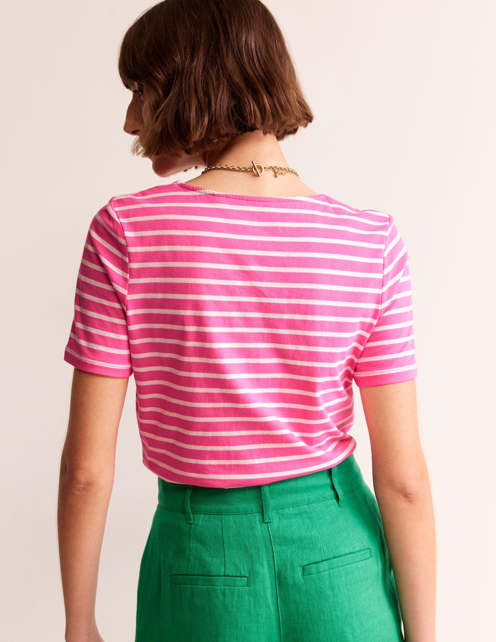 Crochet T-shirt-Pink, Ivory Cherries - Image 3
