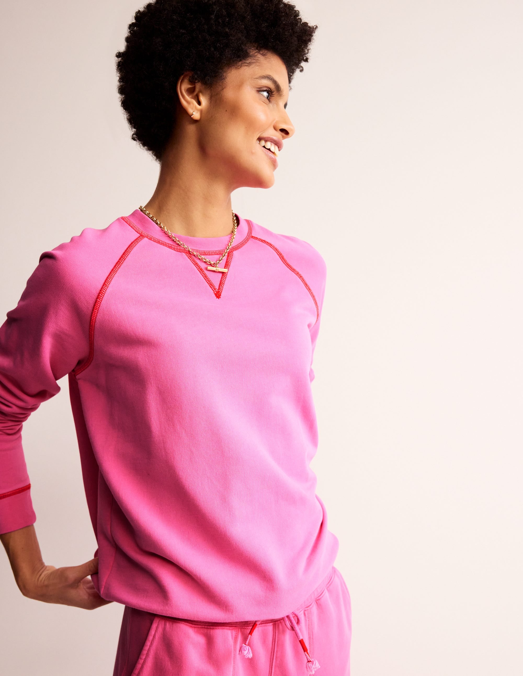 Washed Raglan Sweatshirt-Sangria Sunset - Image 2