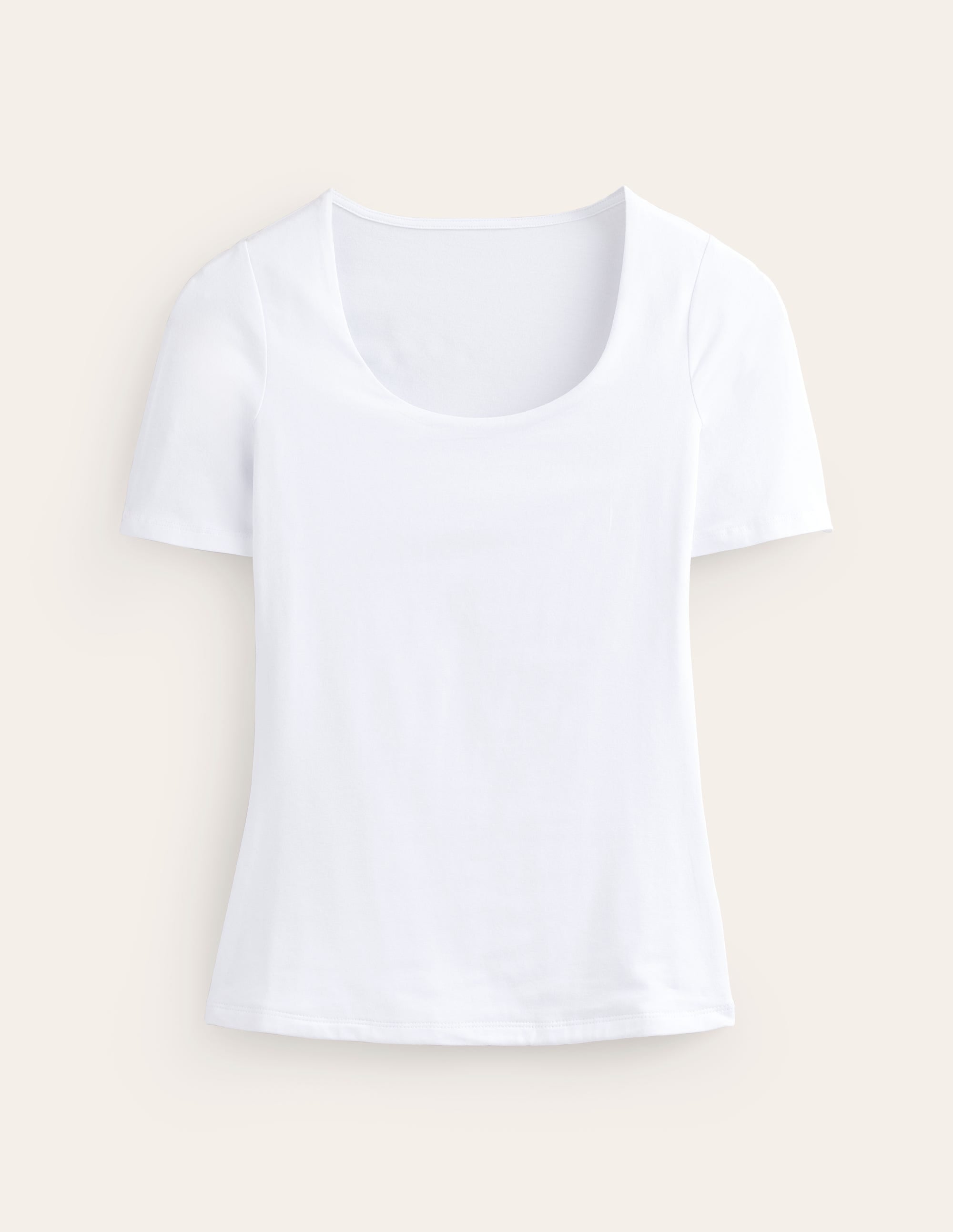 Double Layer Scoop T-shirt-White - Image 5