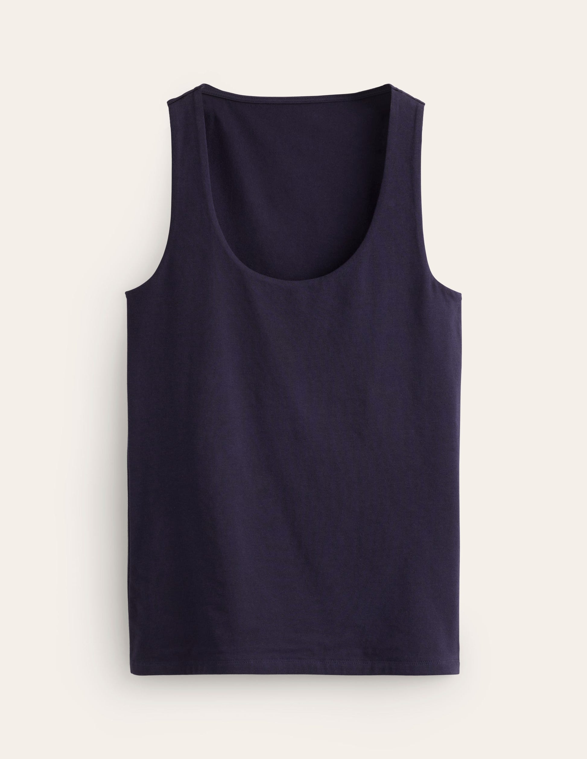 Double Layer Scoop Neck Vest-Navy-5
