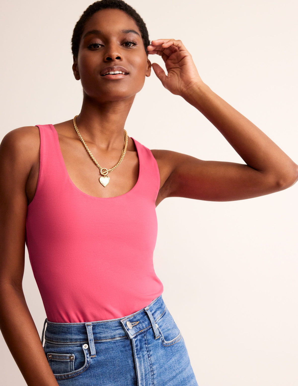 Double Layer Scoop Neck Vest-Rethink Pink - Image 4