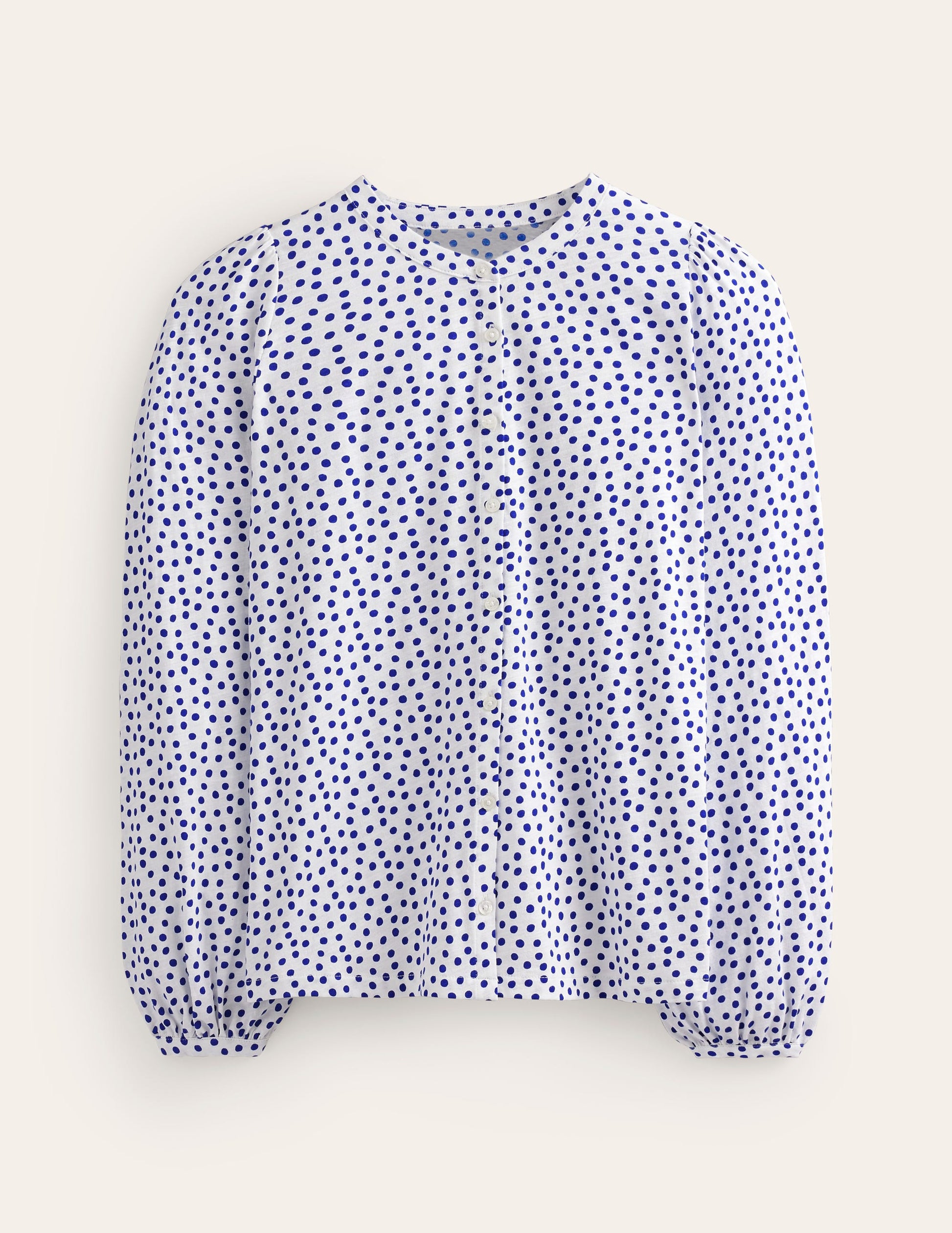 Marina Jersey Shirt-Ivory, Abstract Dot-6