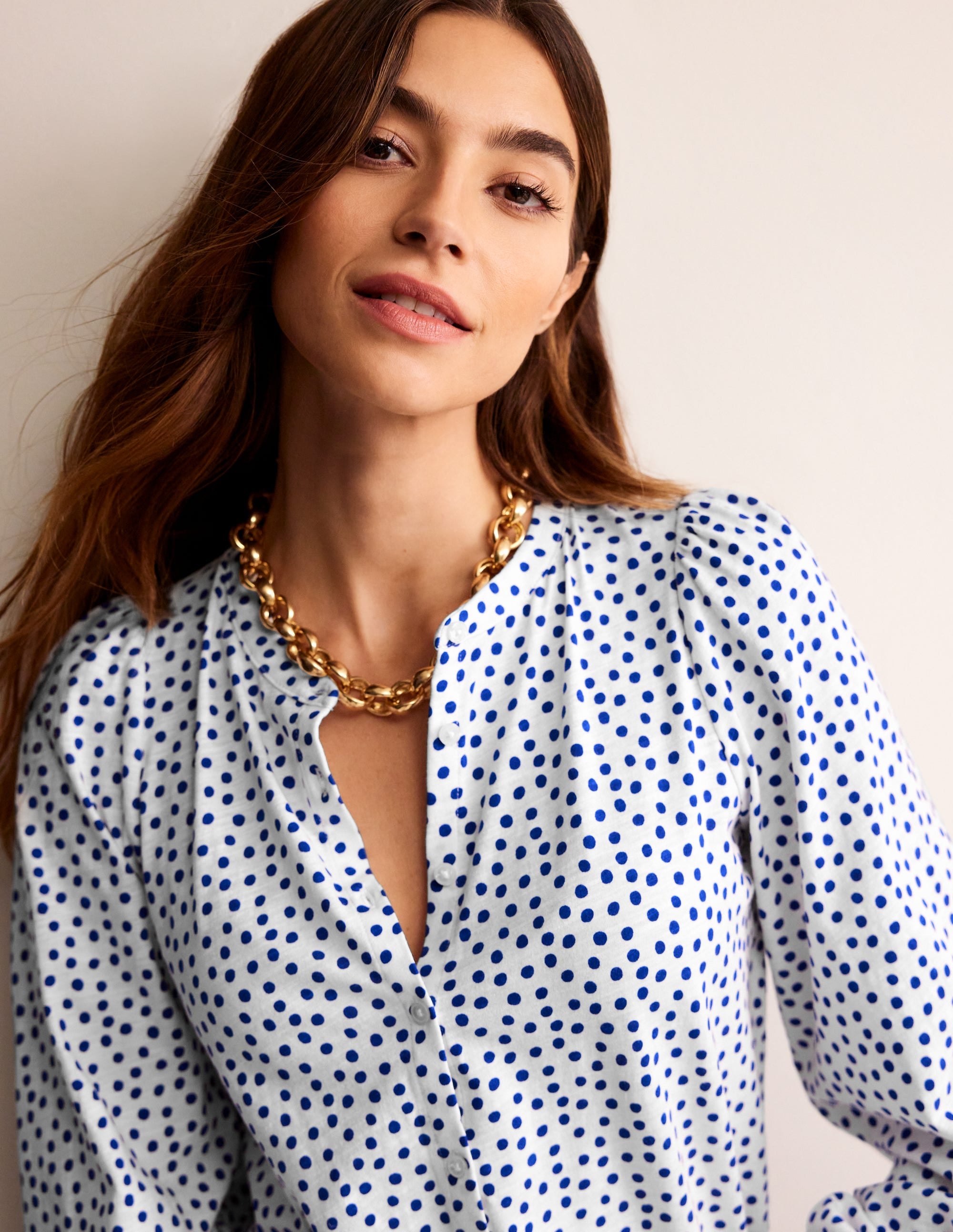 Marina Jersey Shirt-Ivory, Abstract Dot - Image 2