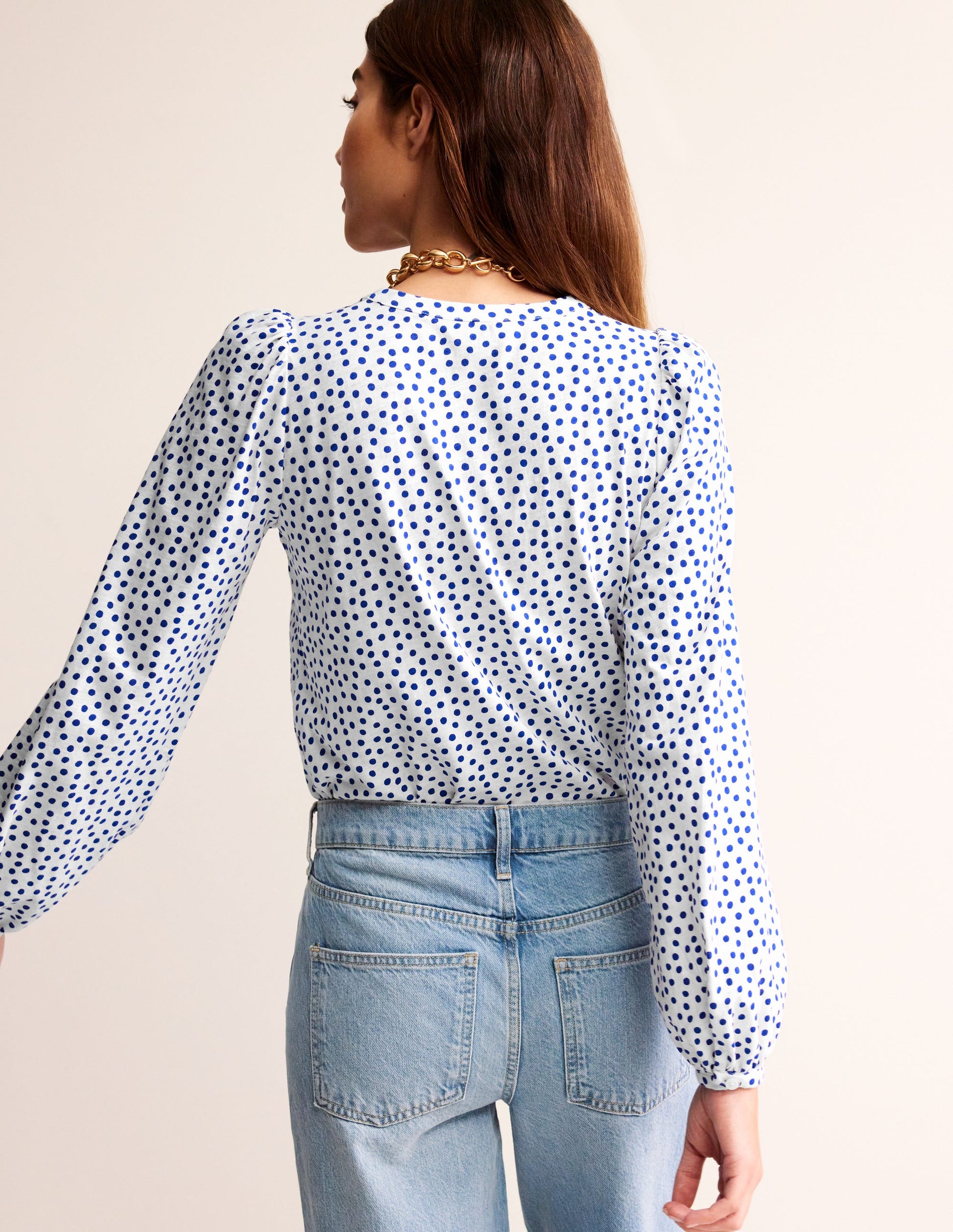 Marina Jersey Shirt-Ivory, Abstract Dot-3