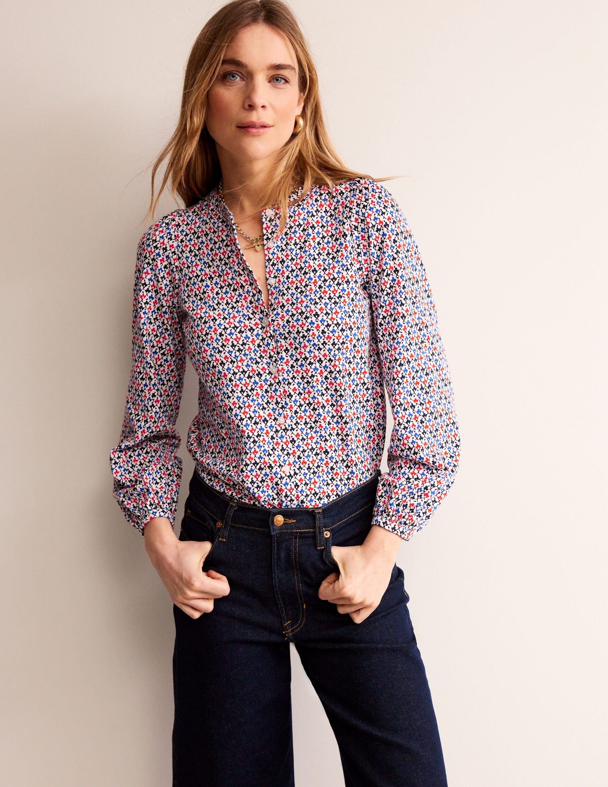 Marina Jersey Shirt-Multi, Trellis Bud-1