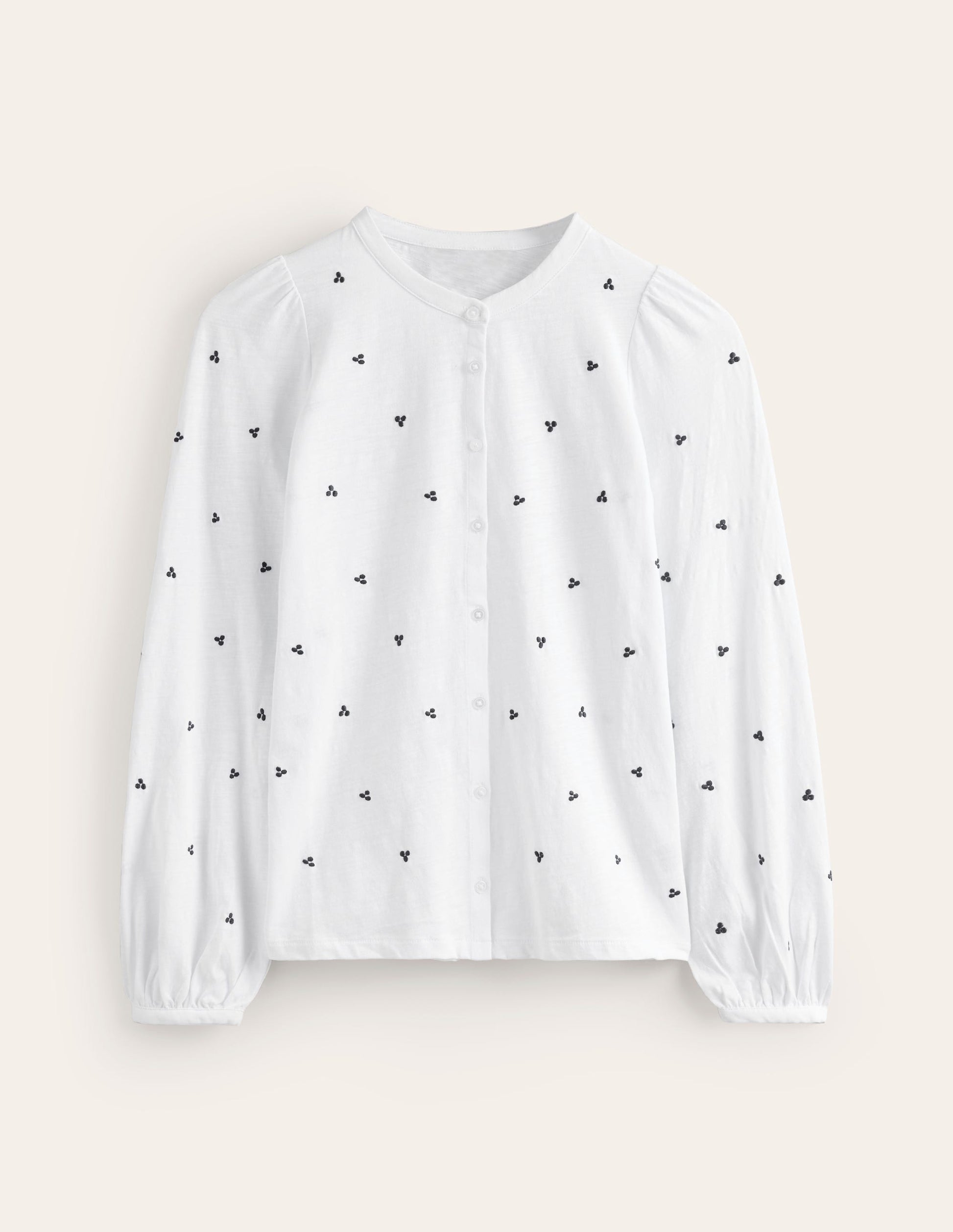 Marina Embroidered Shirt-White, Navy Spot-5