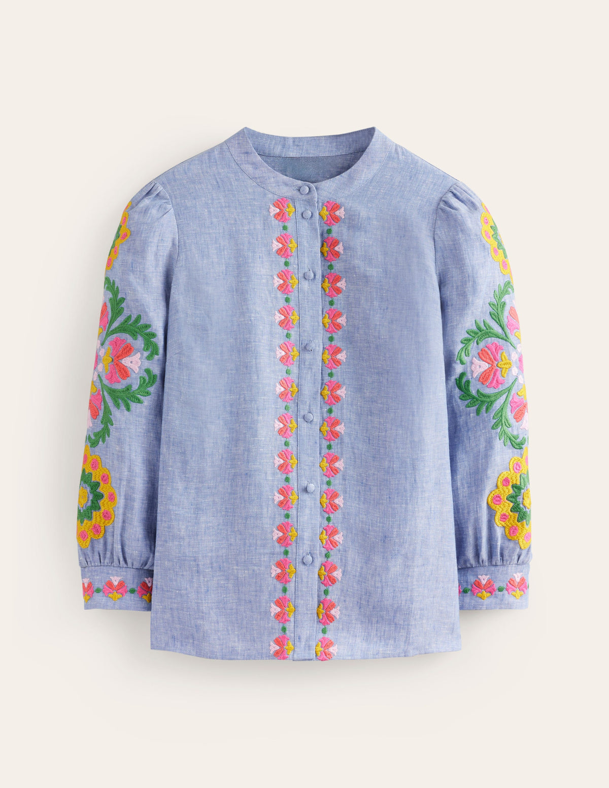 Ava Embroidered Top-Chambray - Image 5