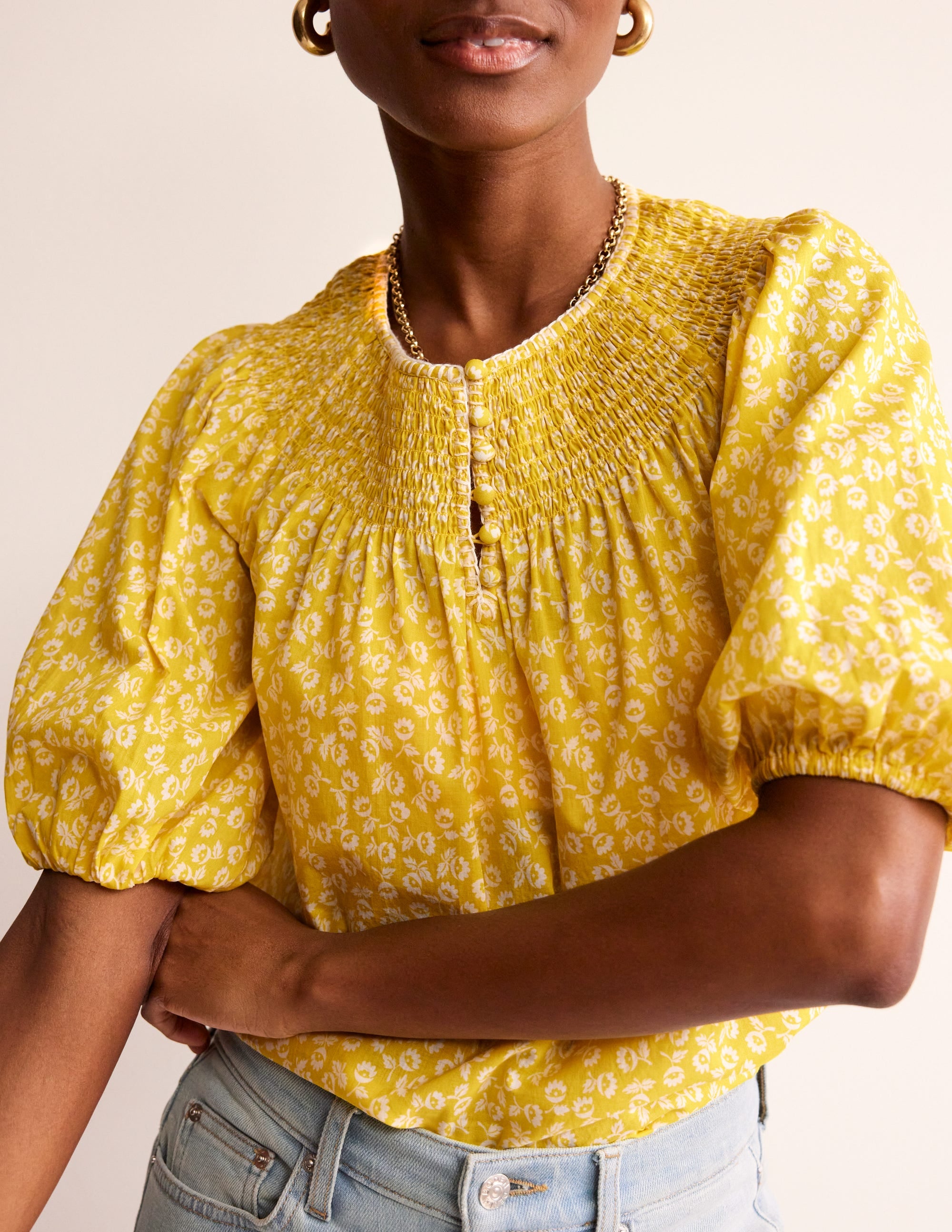 Easy Stitch Detail Top-Passion Fruit, Ditsy Bud - Image 2