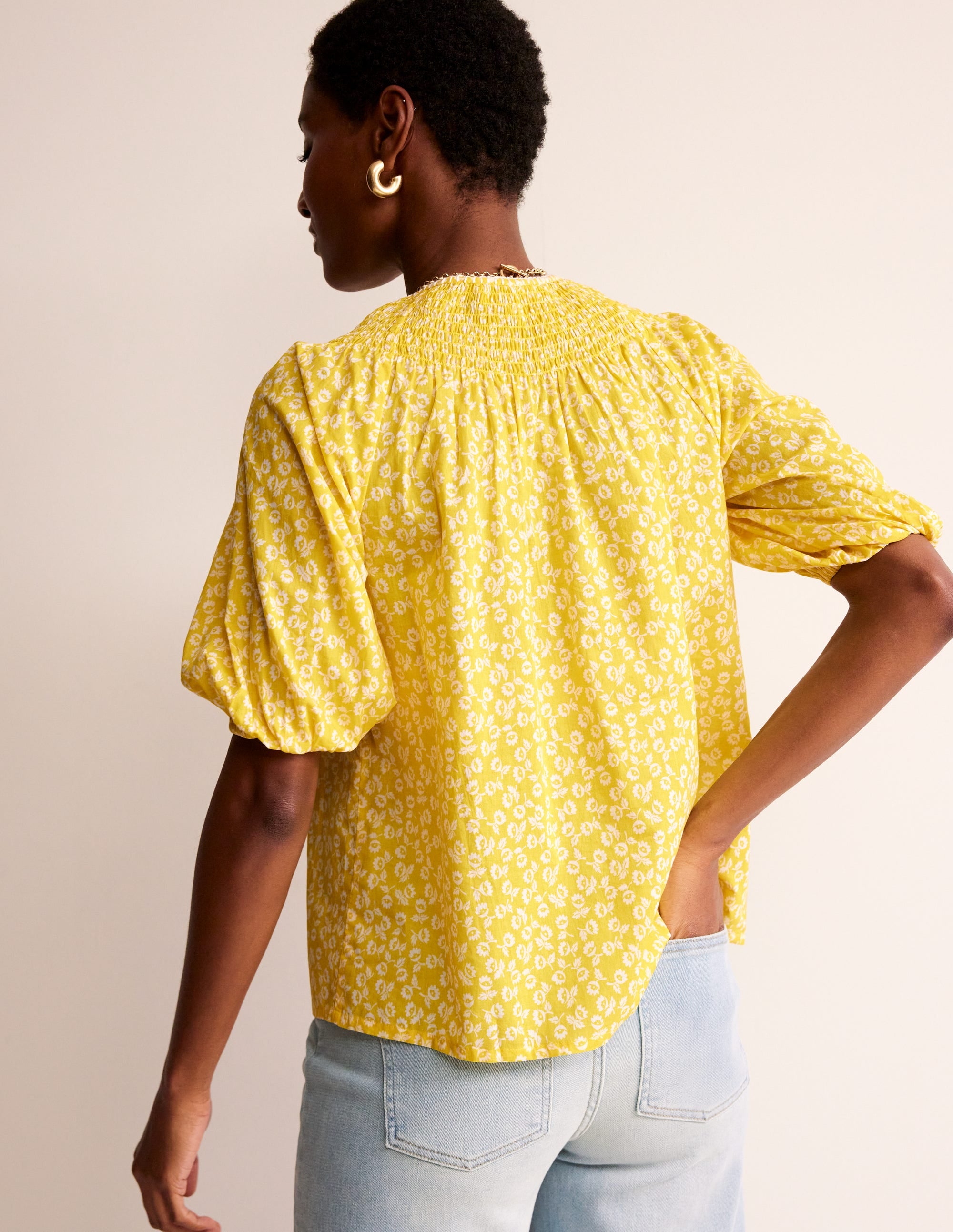 Easy Stitch Detail Top-Passion Fruit, Ditsy Bud - Image 3