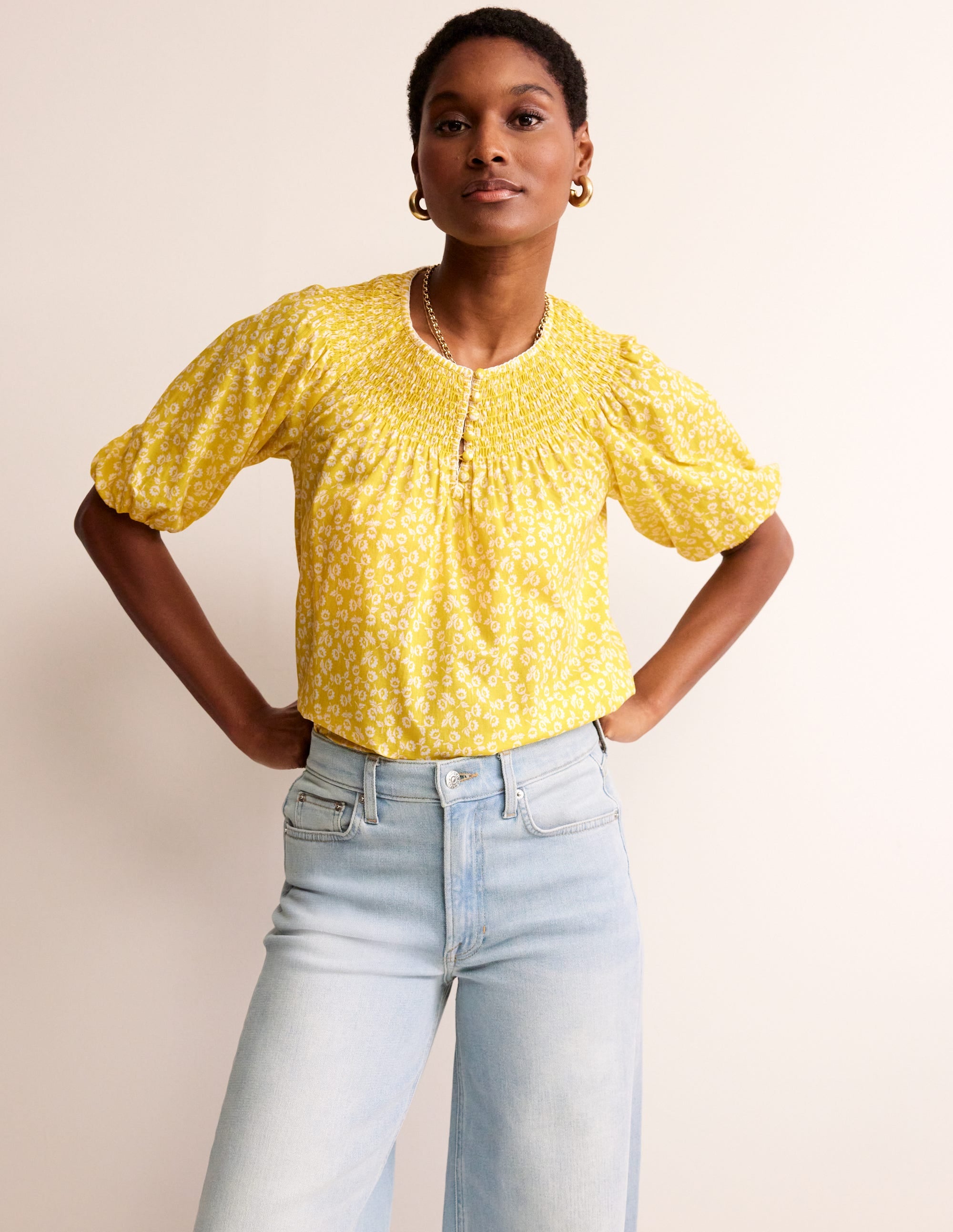 Easy Stitch Detail Top-Passion Fruit, Ditsy Bud - Image 4