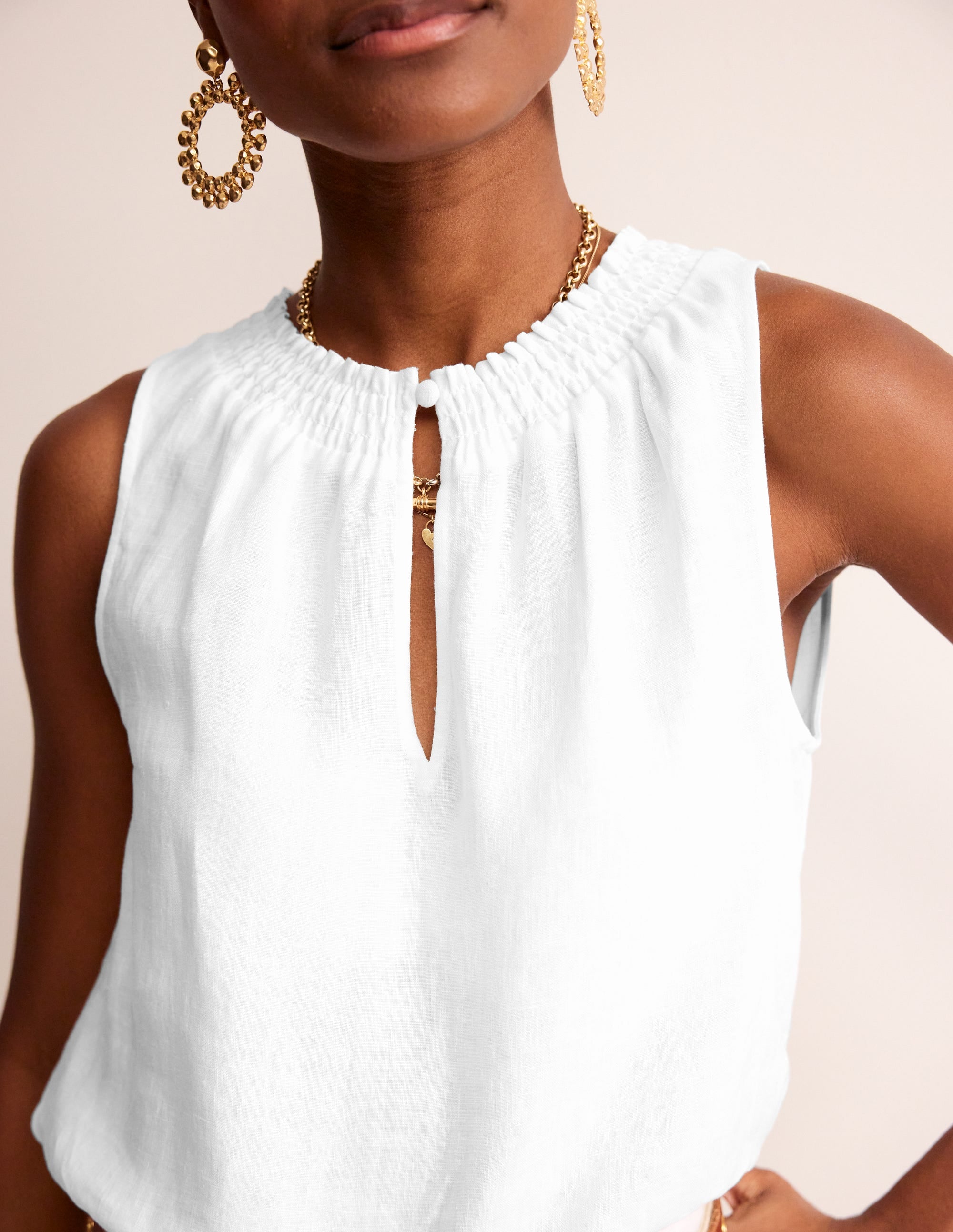 Georgia Linen Sleeveless Top-White - Image 2
