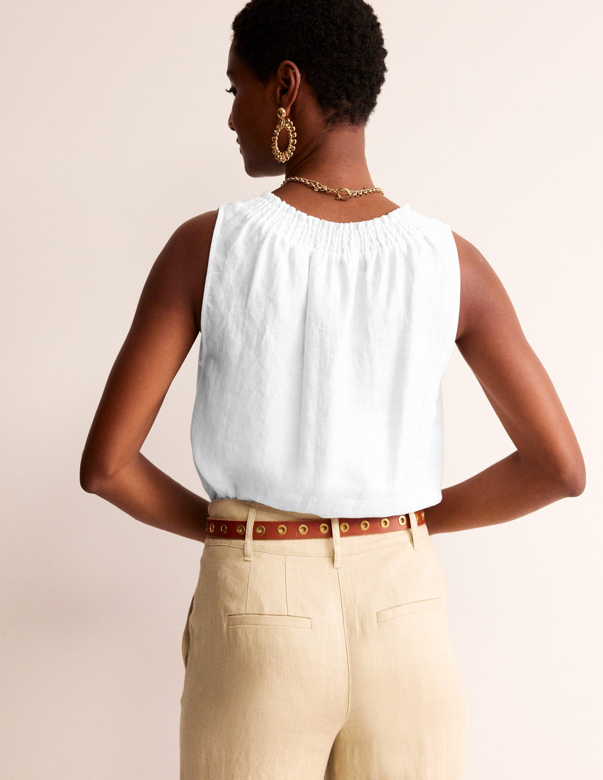 Georgia Linen Sleeveless Top-White - Image 3