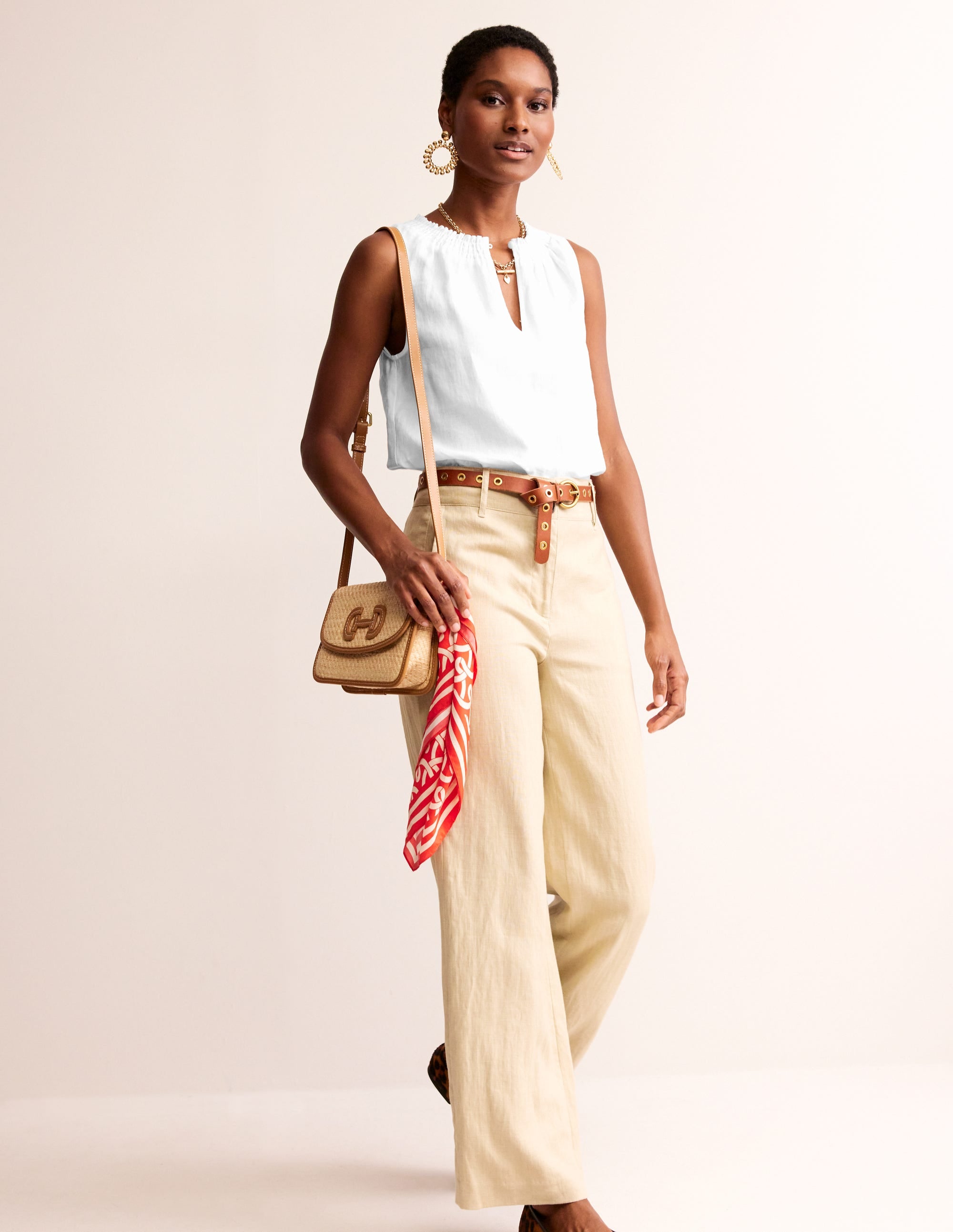 Georgia Linen Sleeveless Top-White - Image 4
