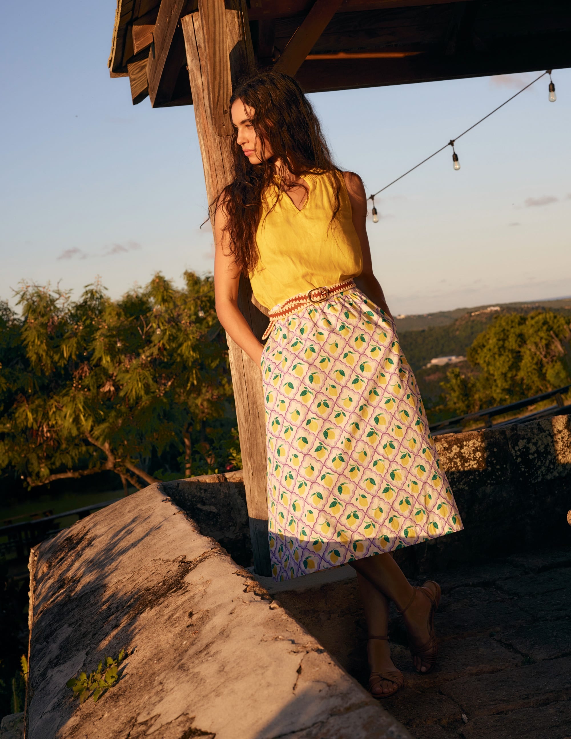 Georgia Linen Sleeveless Top-Pinapple - Image 5