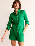 Sienna Linen Shirt-Green Tambourine