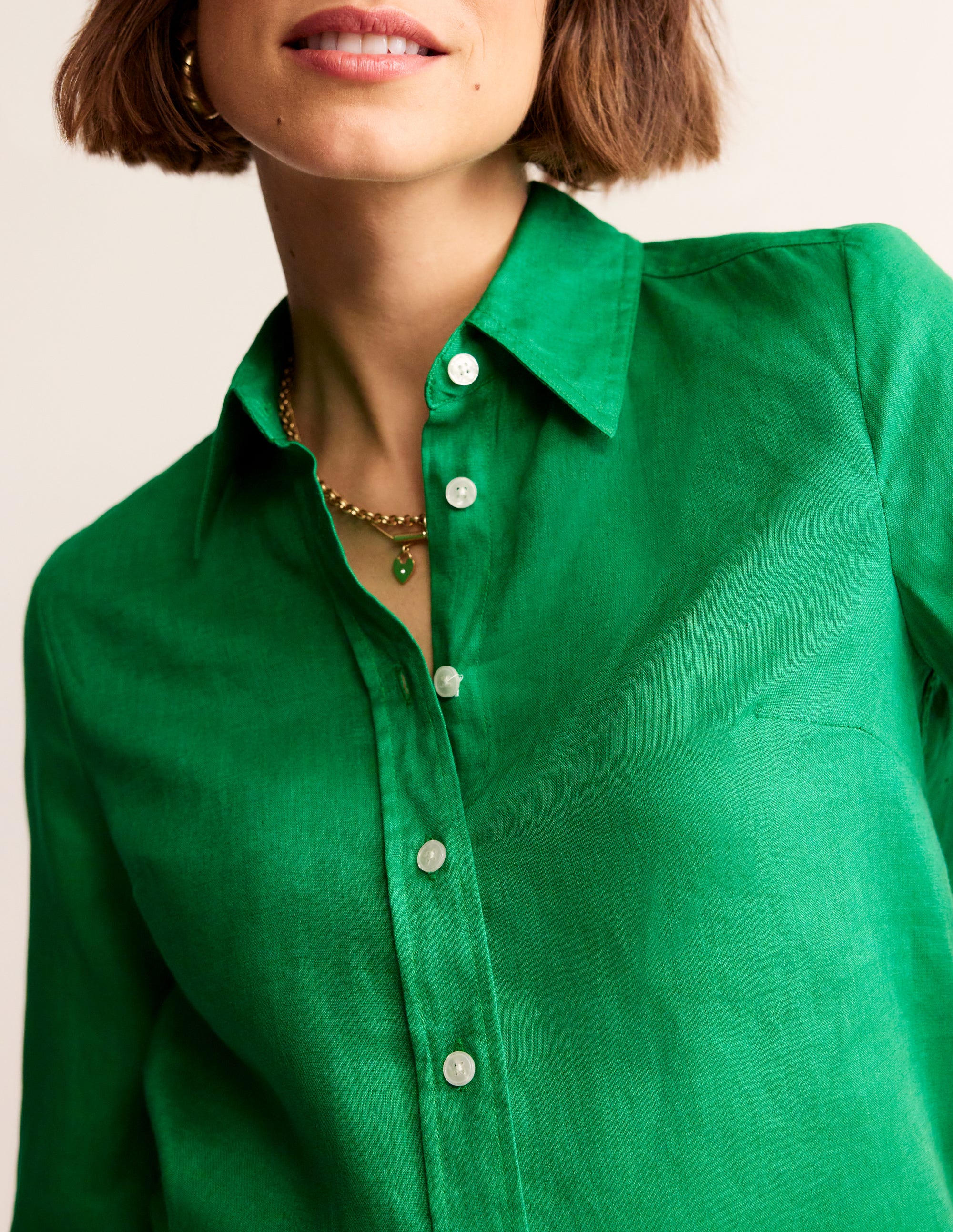 Sienna Linen Shirt-Green Tambourine - Image 2