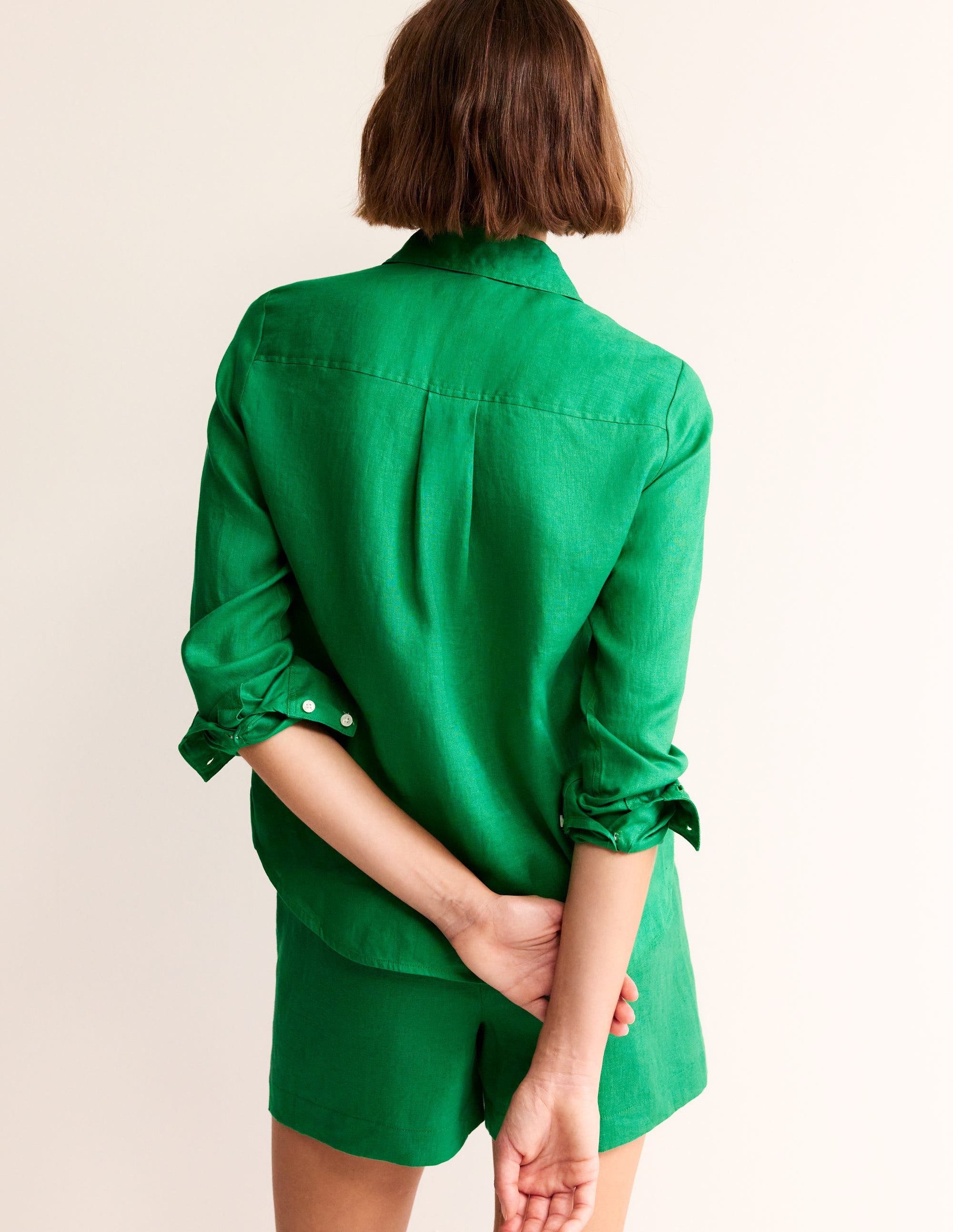 Sienna Linen Shirt-Green Tambourine - Image 3