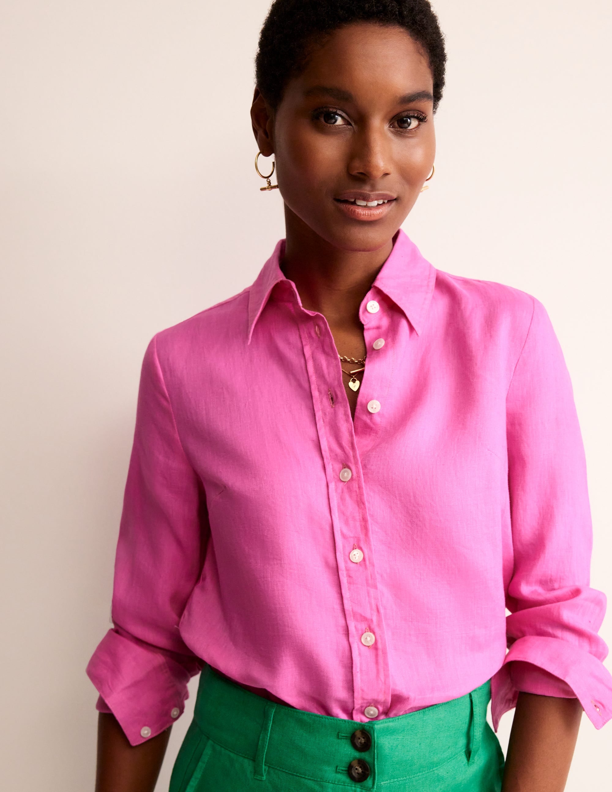 Sienna Linen Shirt-Pop Pansy - Image 1
