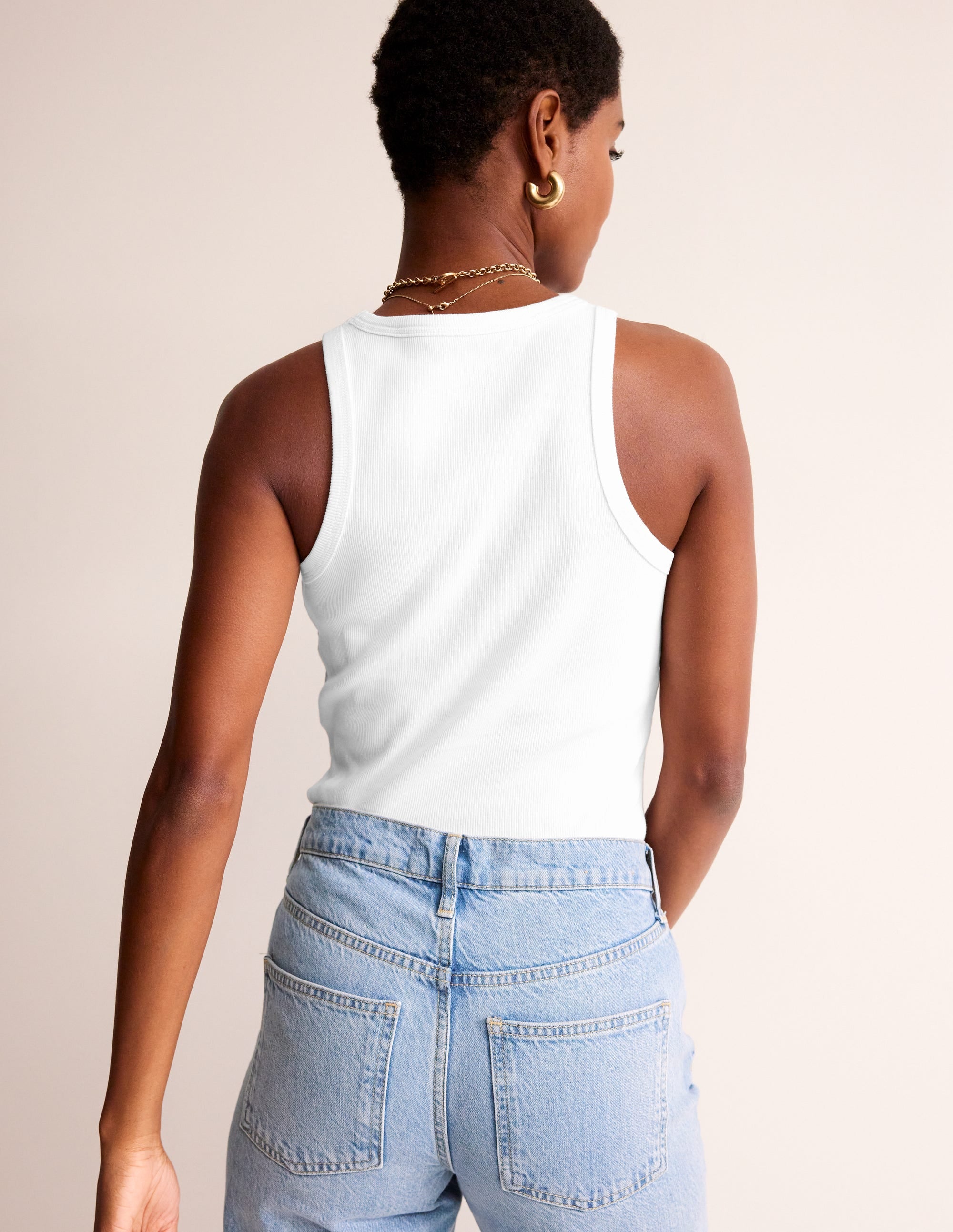 Ribbed Racer Vest-White - Image 3