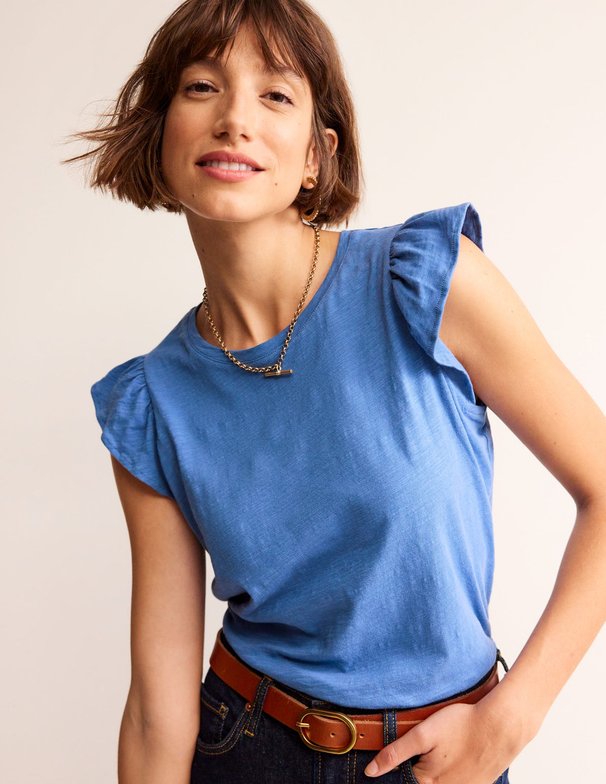 Cotton Flutter Top-Ebb and Flow Blue - Image 1