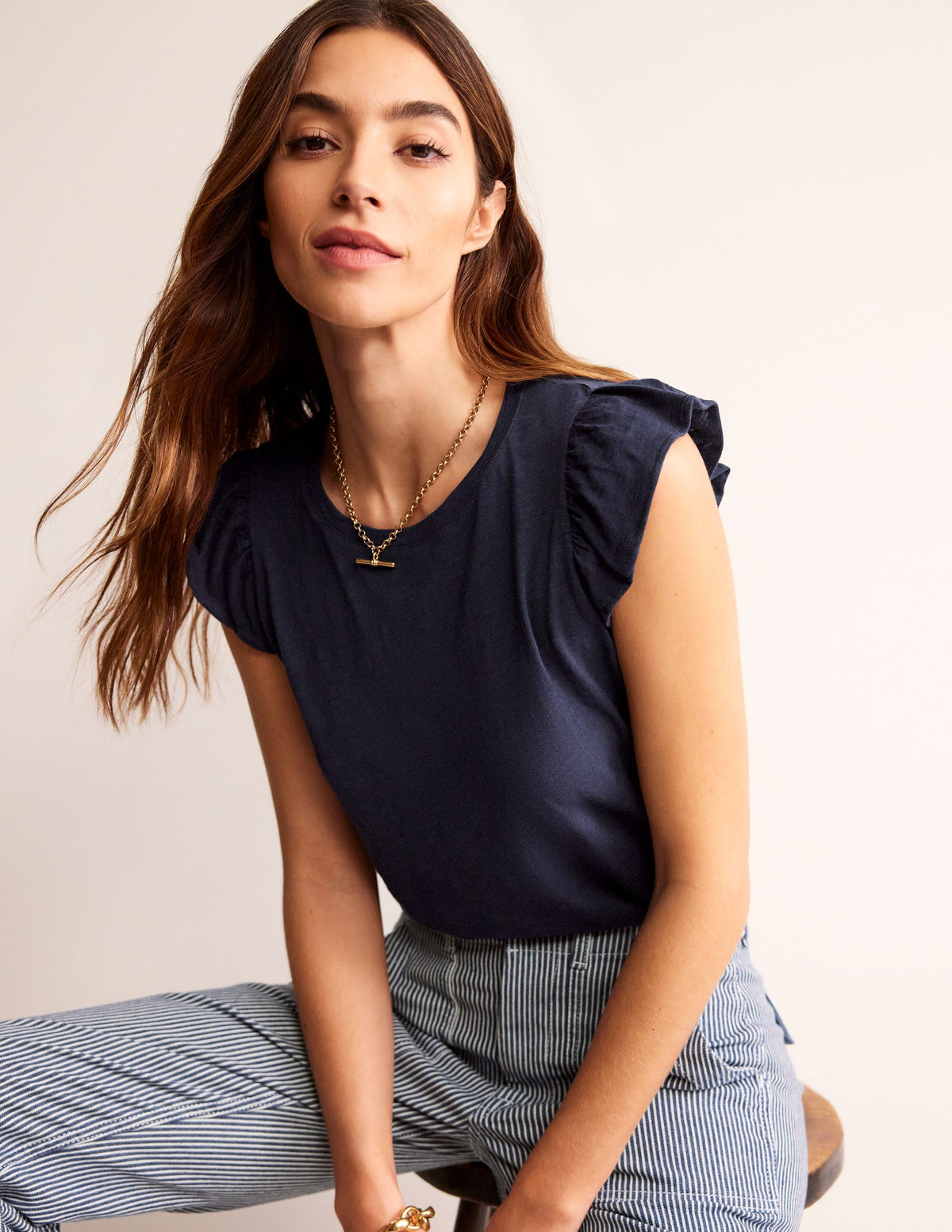 Cotton Flutter Top-Navy - Image 2