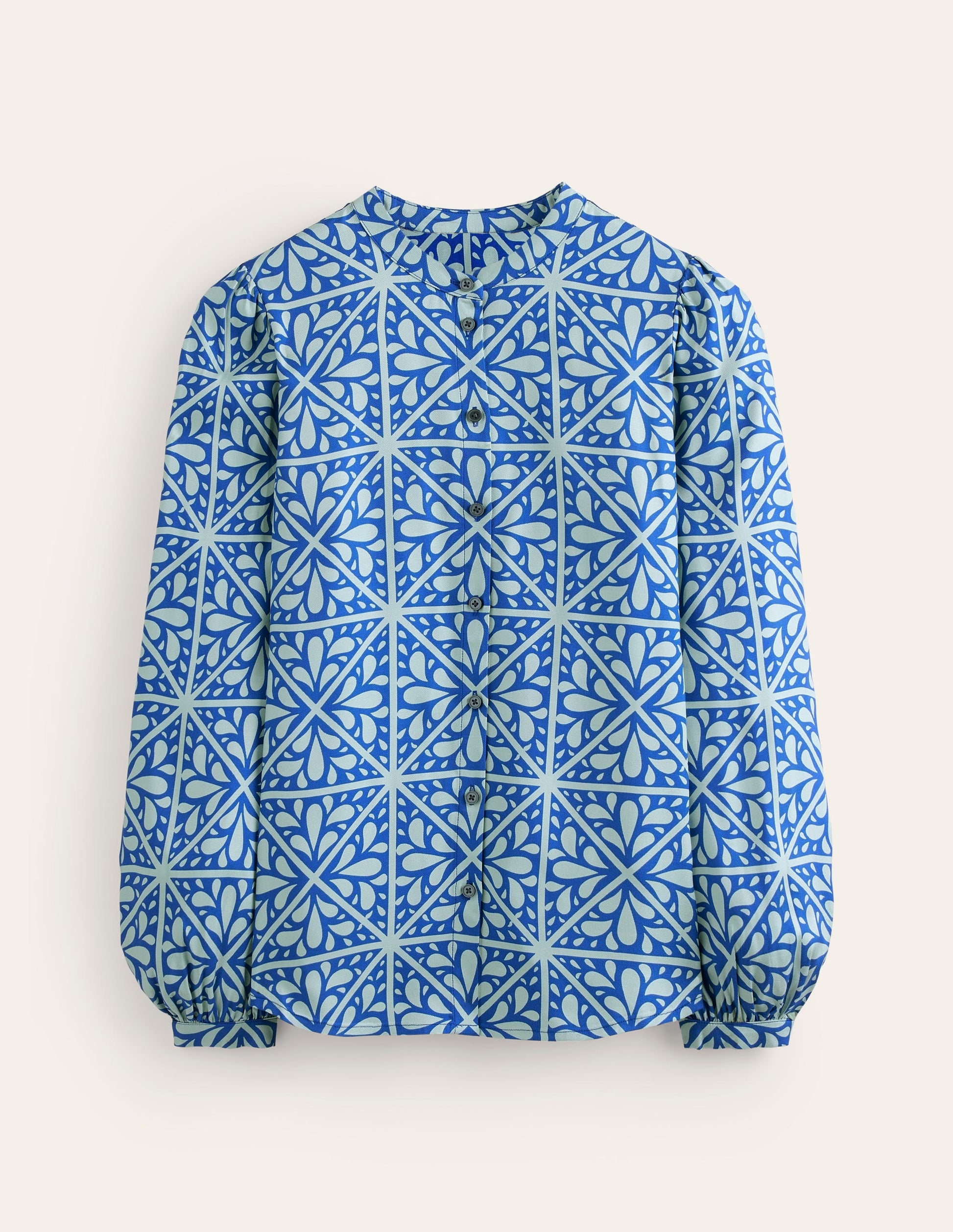 Blouson Sleeve Blouse-Surf The Web, Floral Mosaic-5