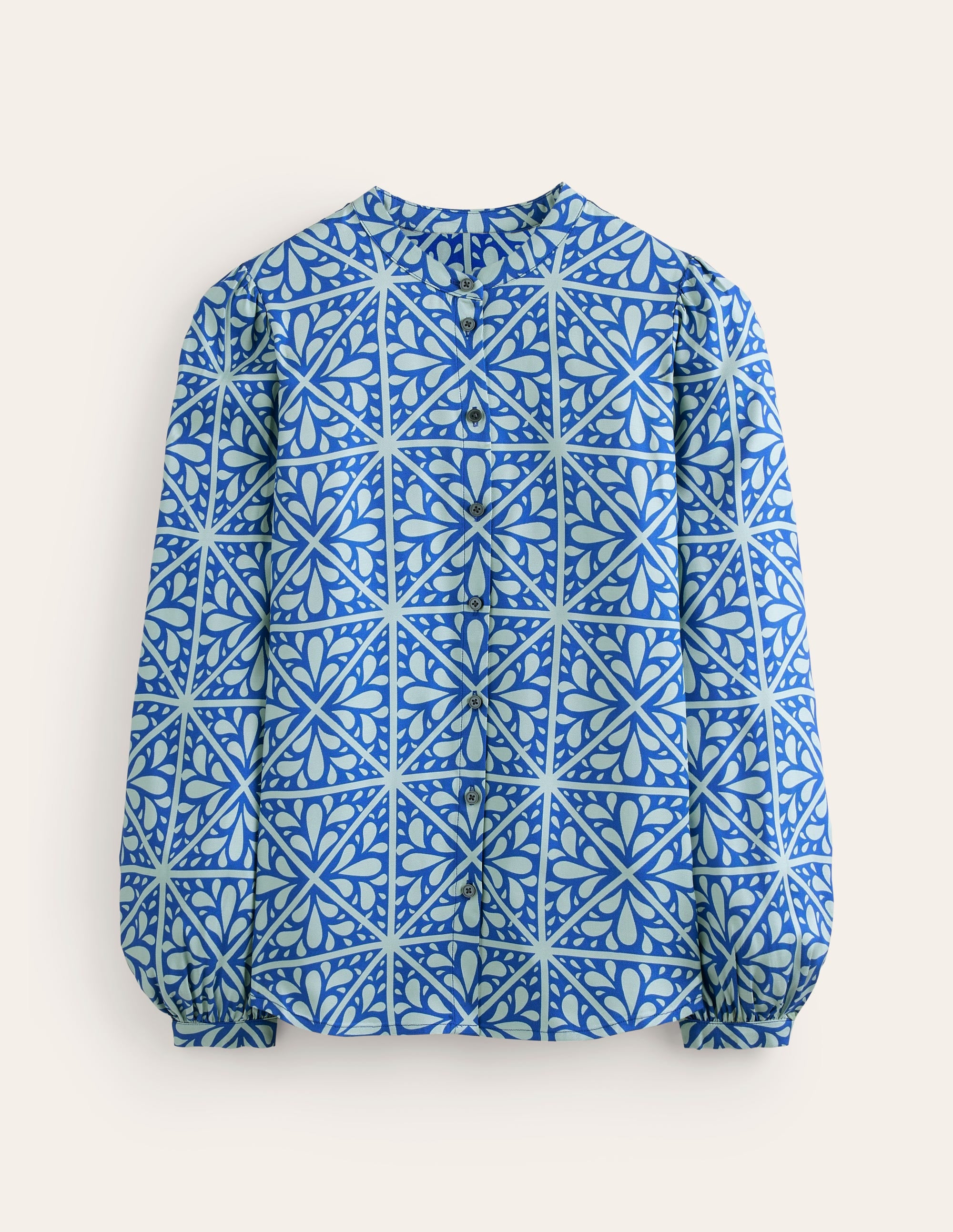 Blouson Sleeve Blouse-Surf The Web, Floral Mosaic - Image 5