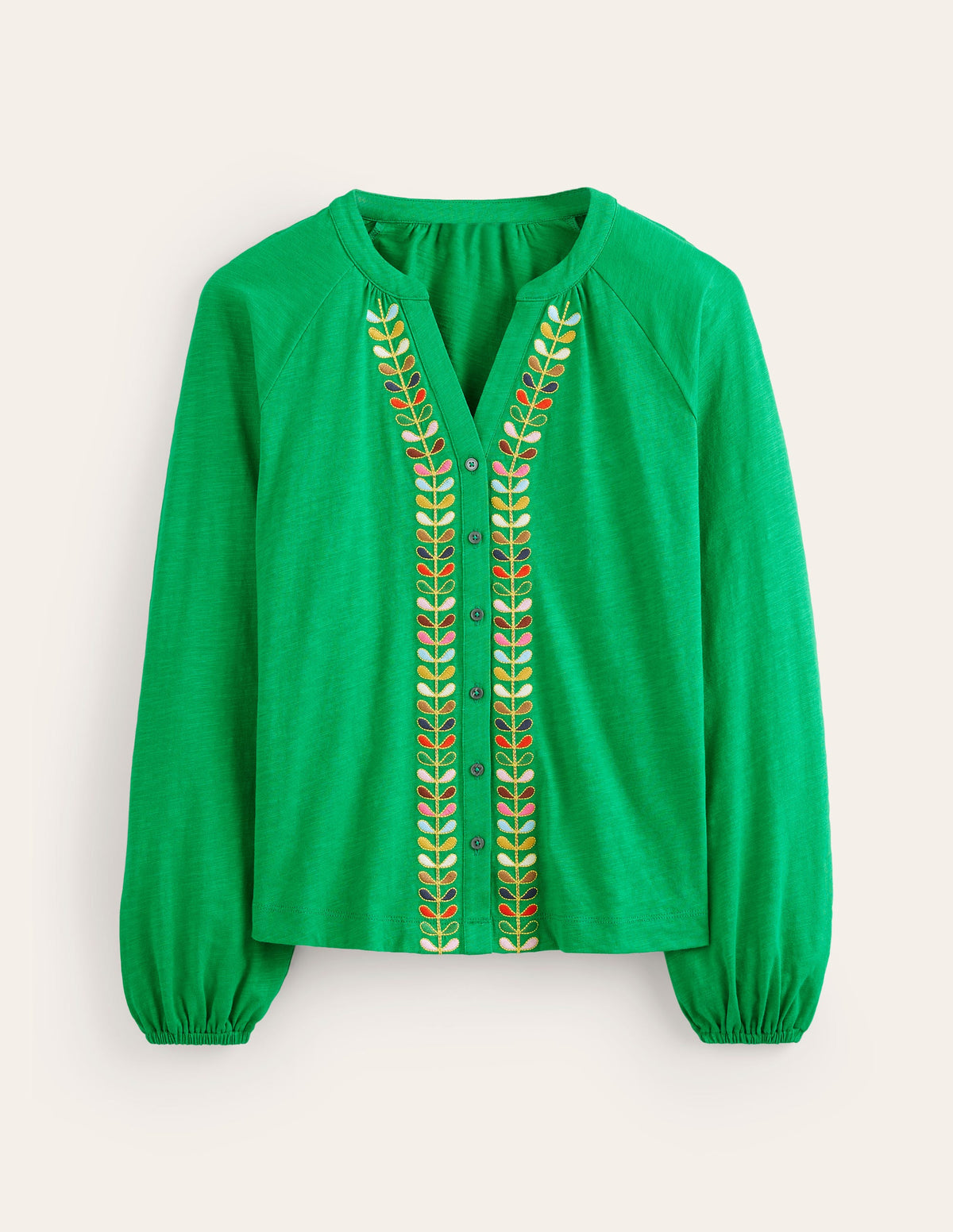 Embroidered Detail Top-Rich Emerald-5