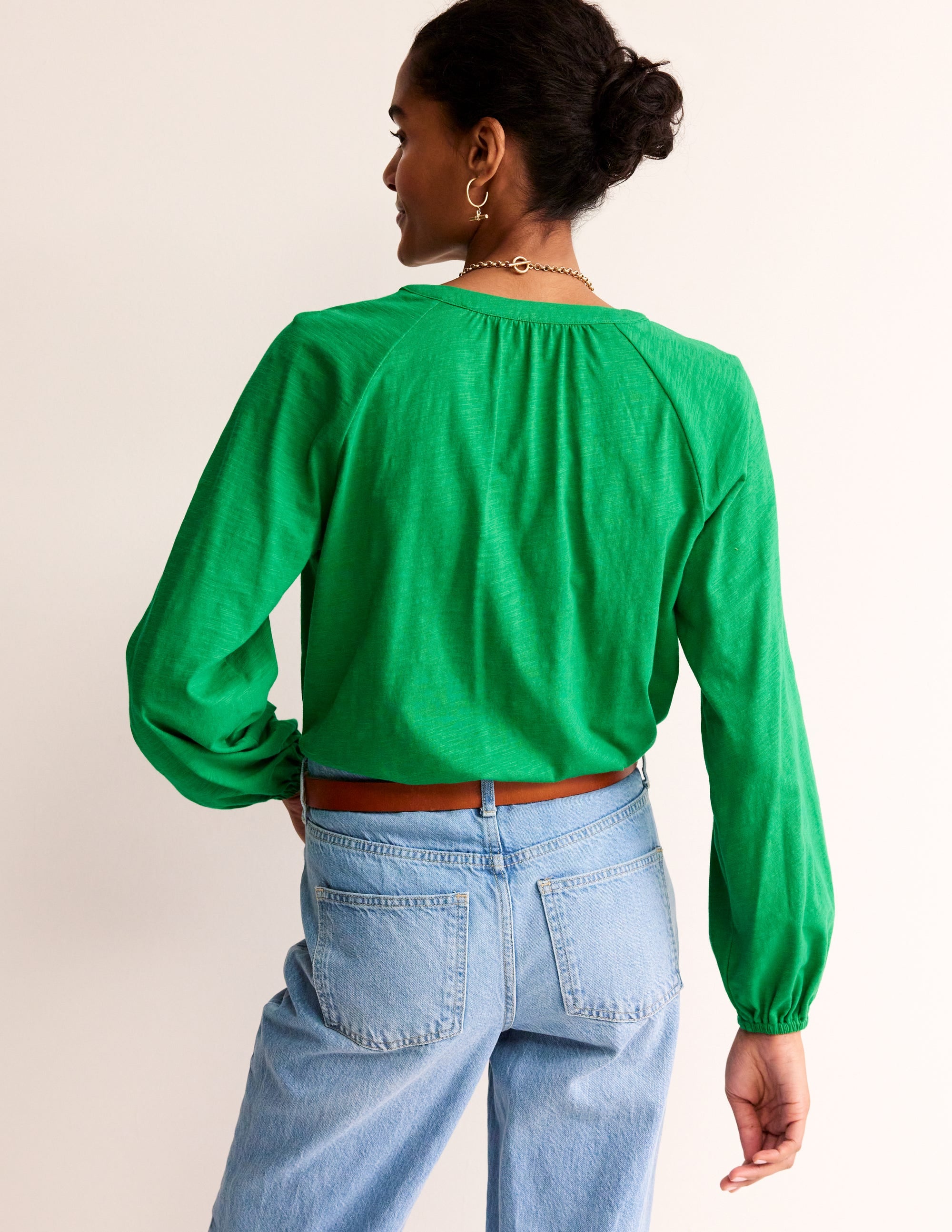 Embroidered Detail Top-Rich Emerald - Image 3