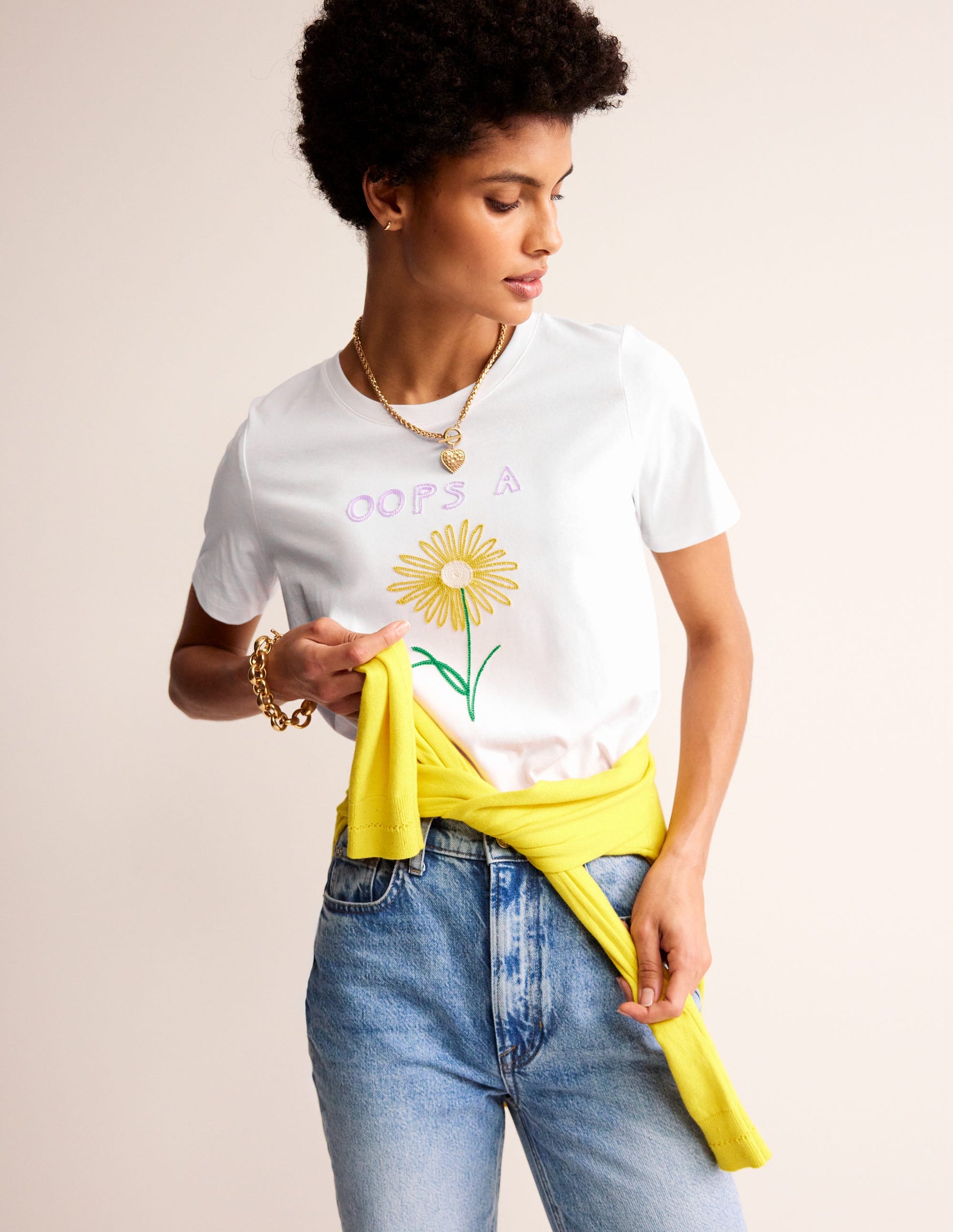 Rosa Embroidered T-Shirt-White, Oops A Daisy-1