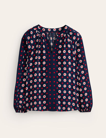 Border Print Raglan Top-Navy, Daisy Heart-5