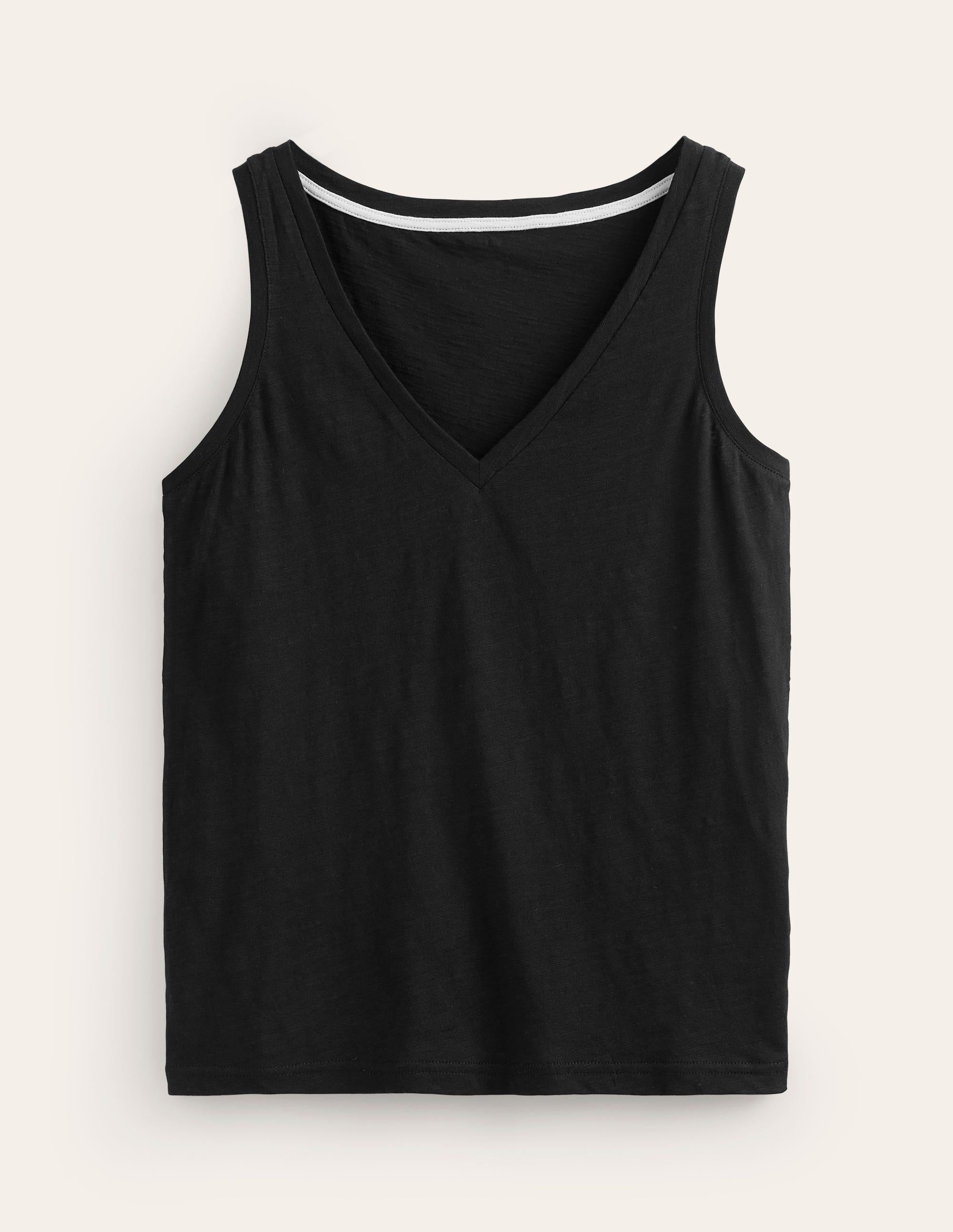 Regular V-Neck Slub Vest-Black - Image 5