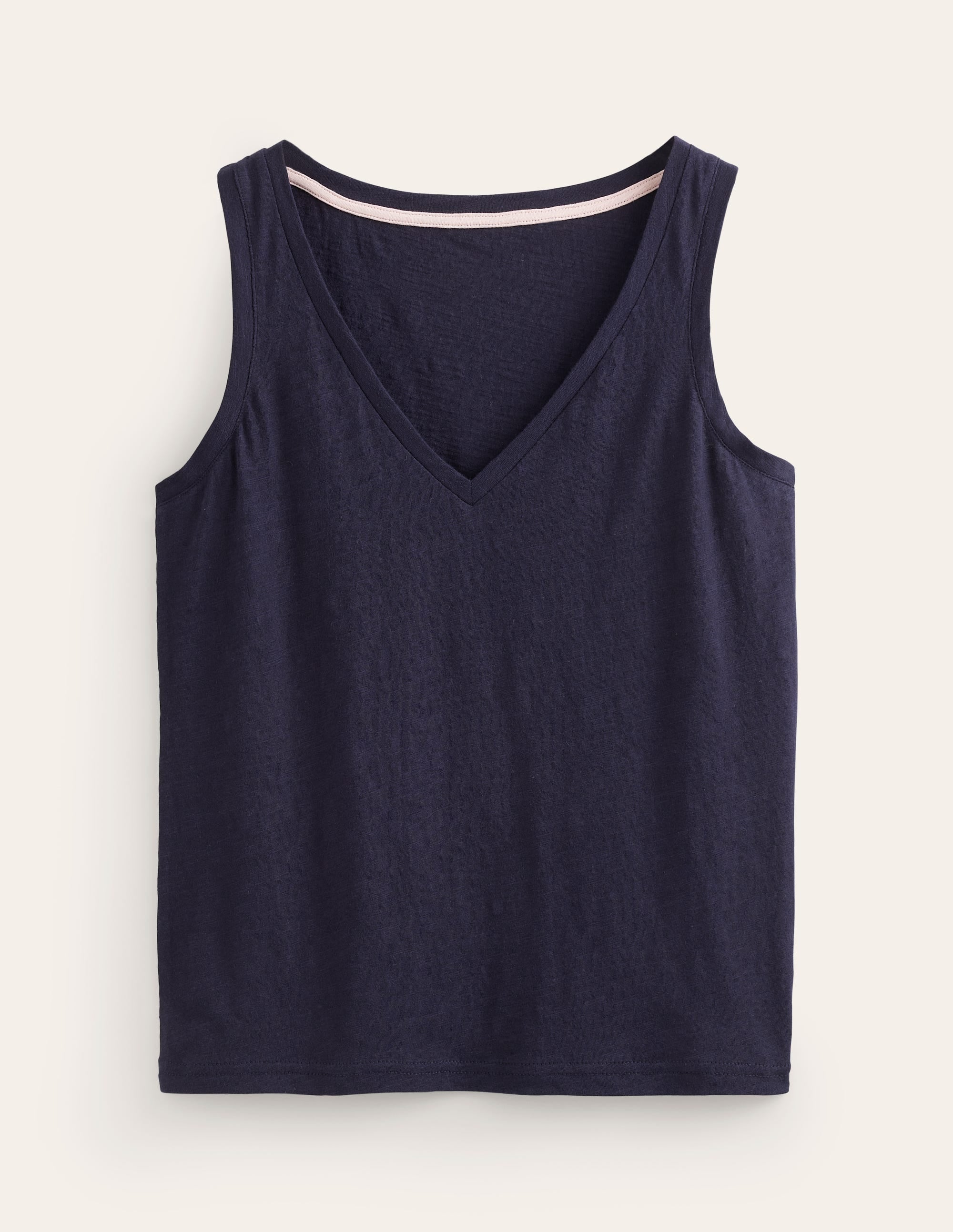 Regular V-Neck Slub Vest-Navy - Image 7