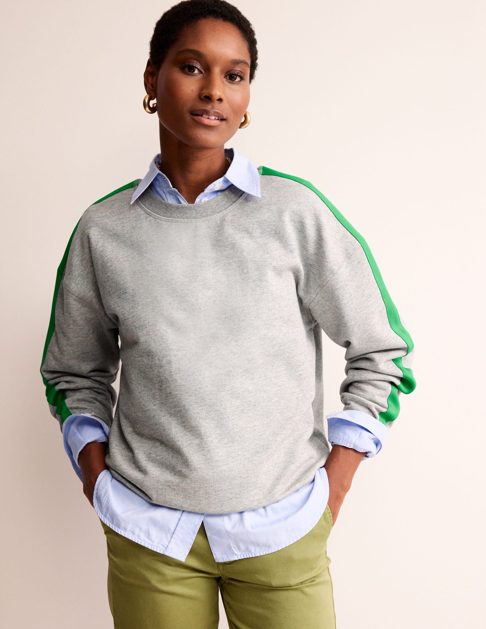 Emi Relaxed Sweatshirt-Grey Neon Stripe-1