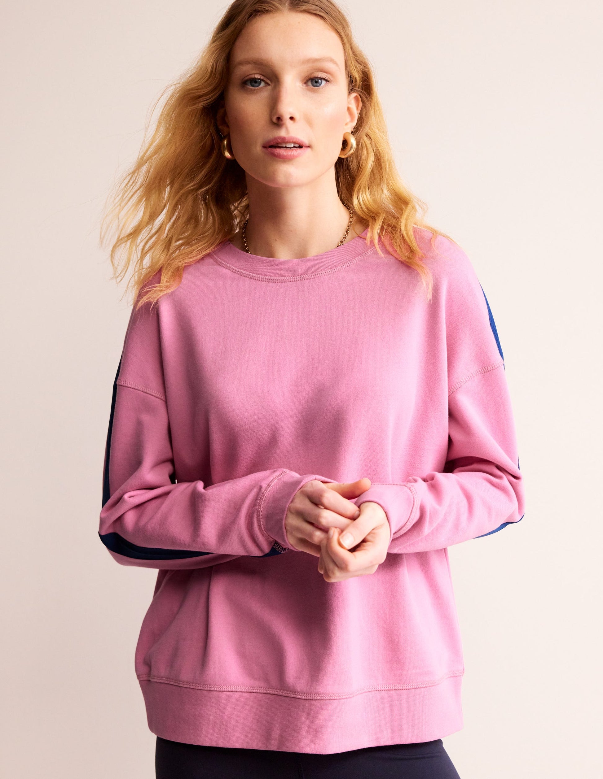 Emi Relaxed Sweatshirt-Pink Blue Stripe-2
