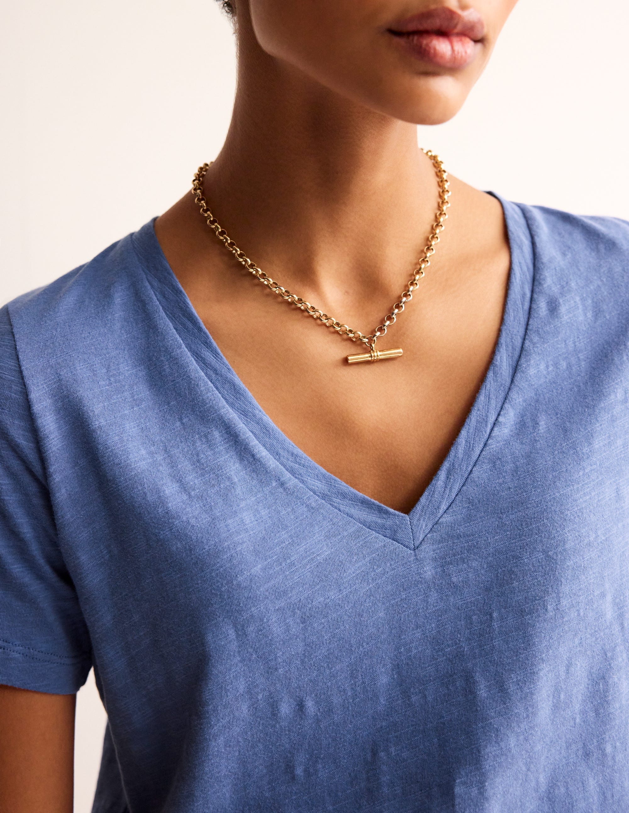 Regular V-Neck Slub T-shirt-Ebb and Flow Blue - Image 2