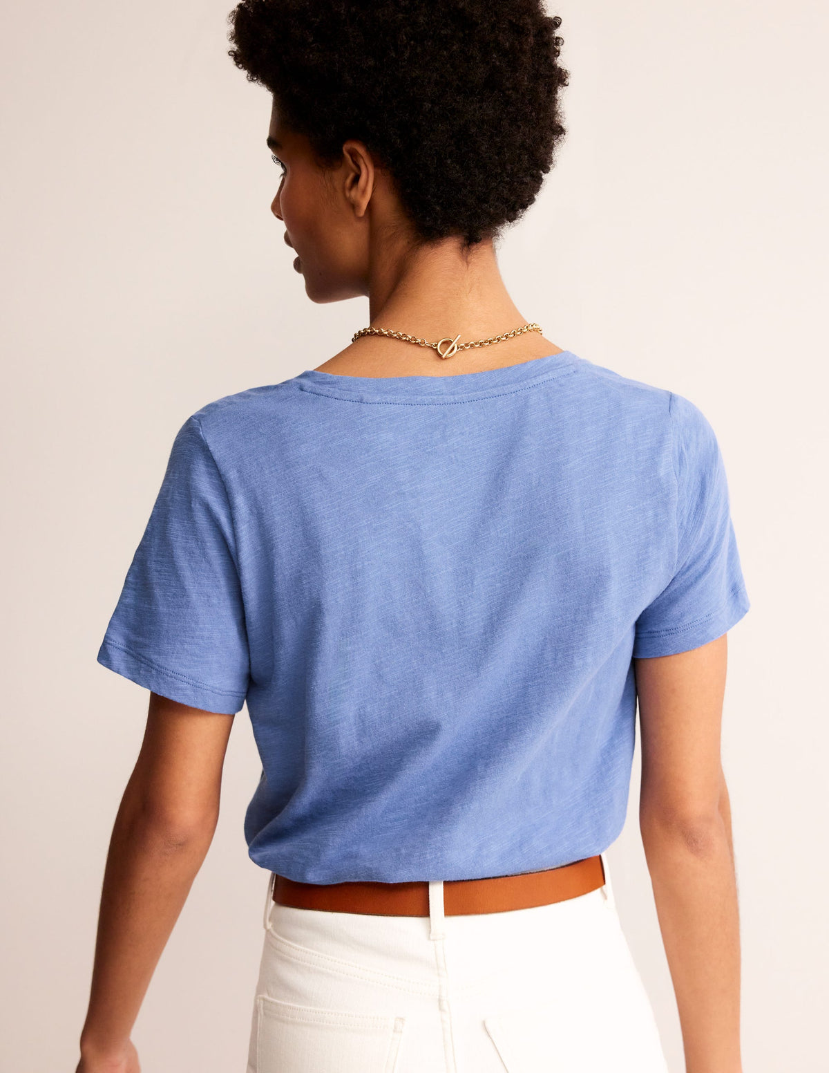 Regular V-Neck Slub T-shirt-Ebb and Flow Blue - Image 3