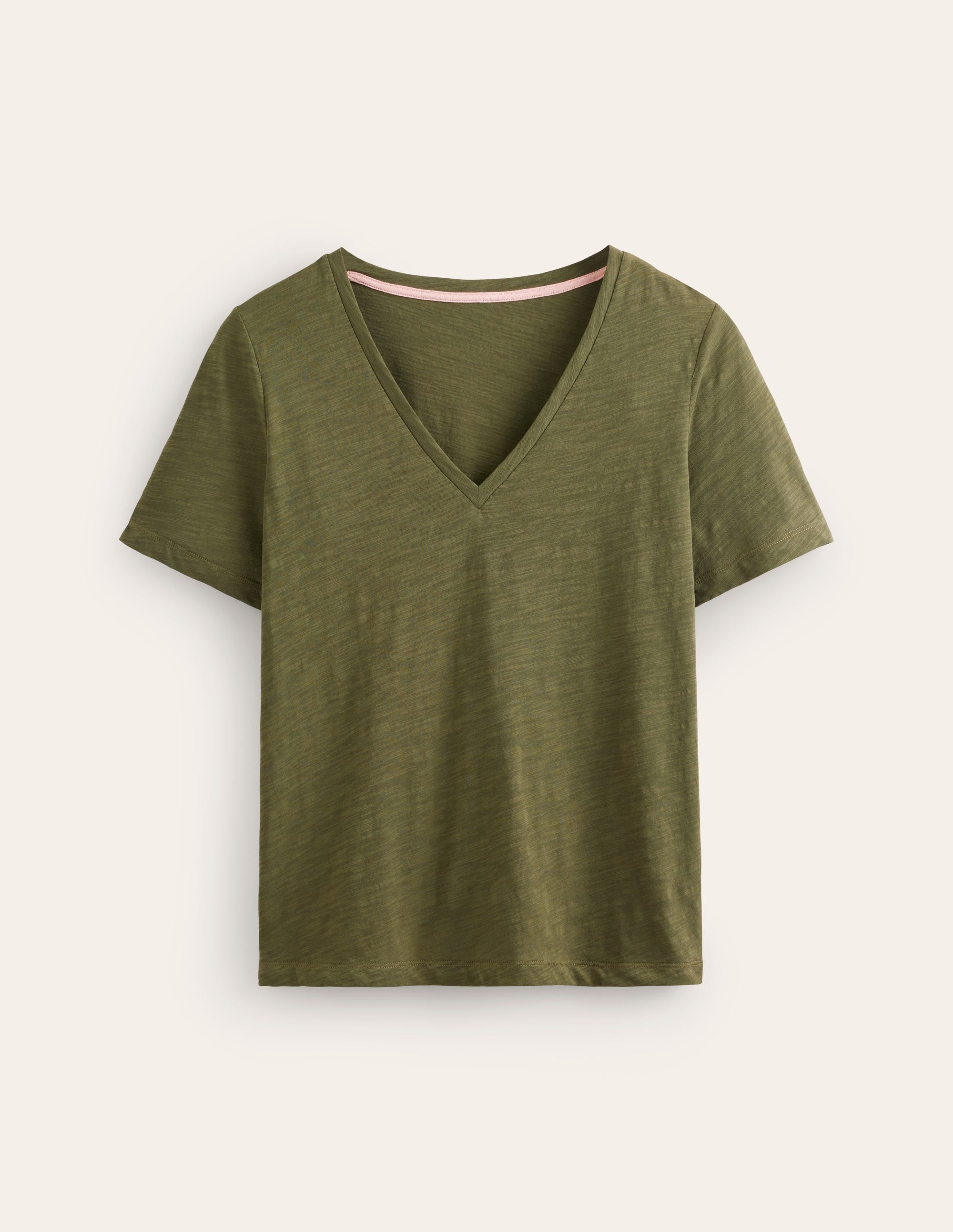 Regular V-Neck Slub T-shirt-Oregano - Image 6