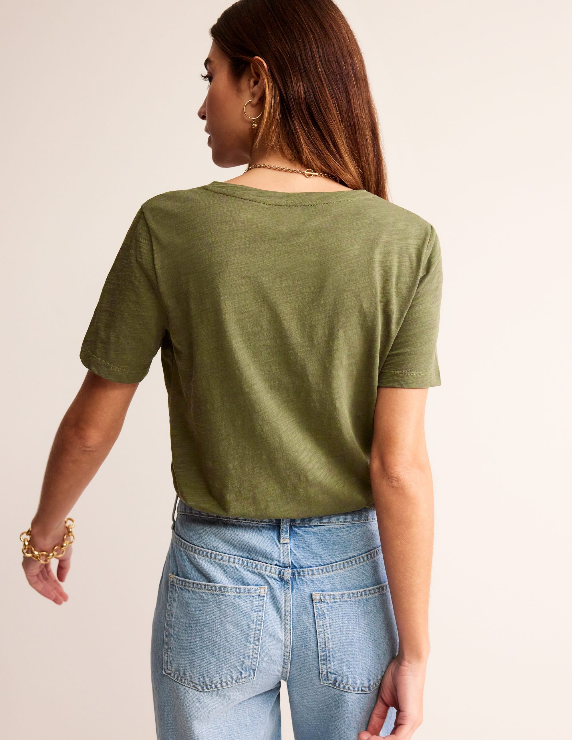 Regular V-Neck Slub T-shirt-Oregano - Image 3