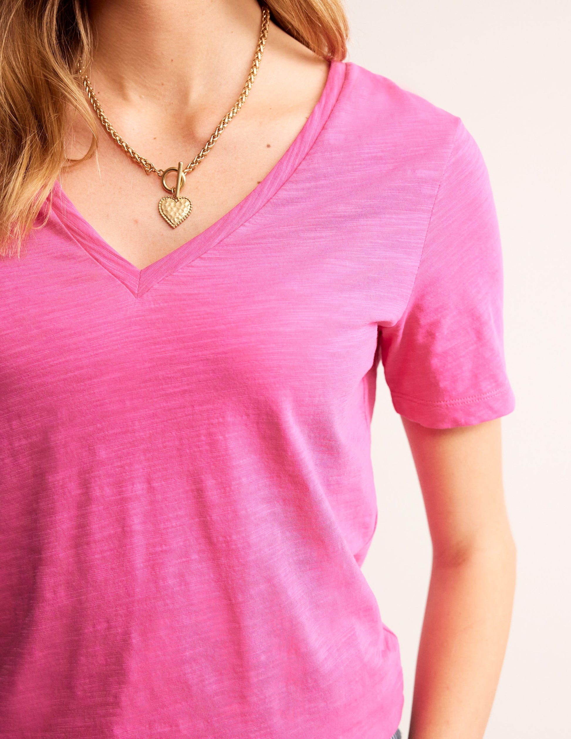 Regular V-Neck Slub T-shirt-Sangria Sunset-2