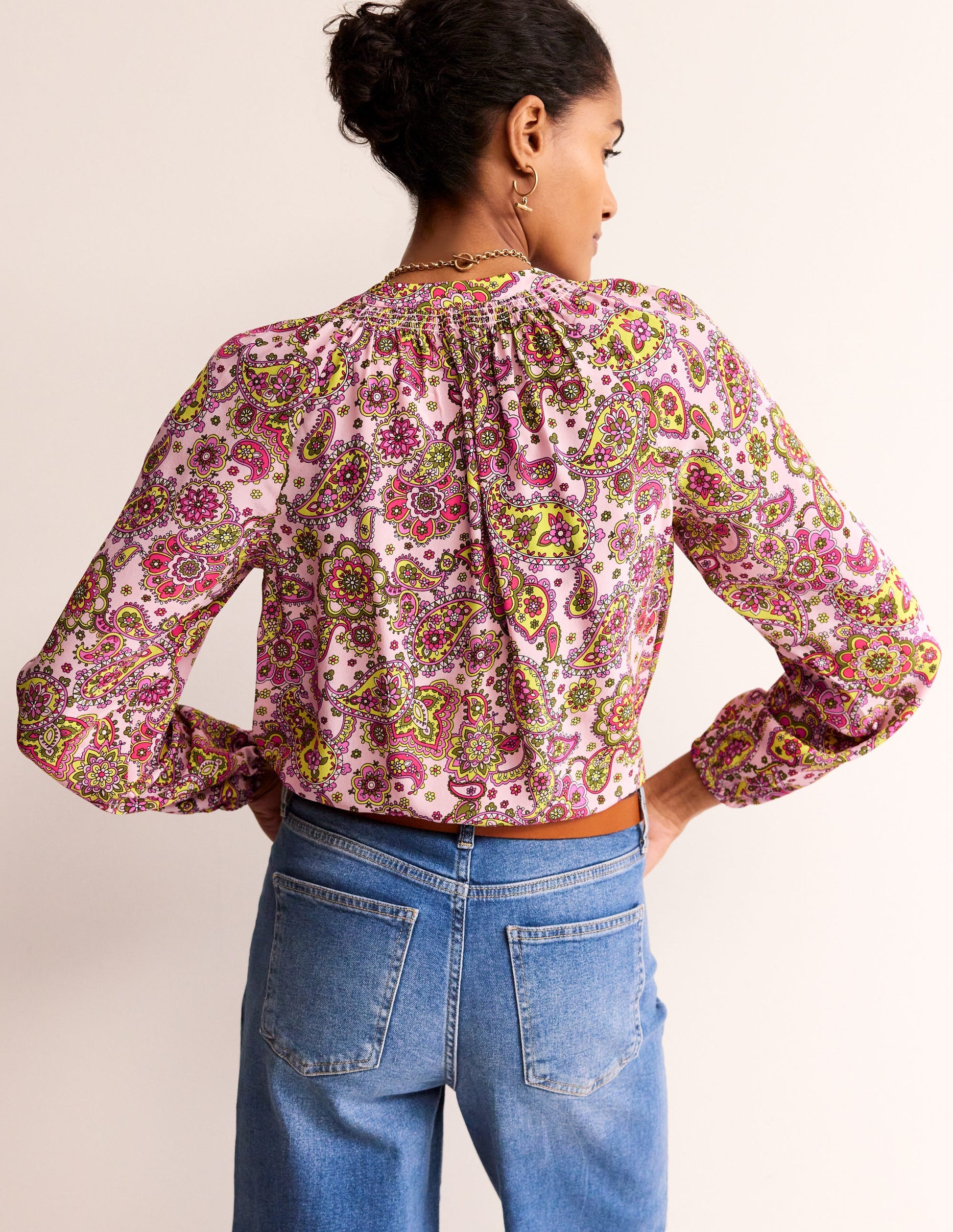 Grace Silk Top-Milkshake, Paisley Field-3