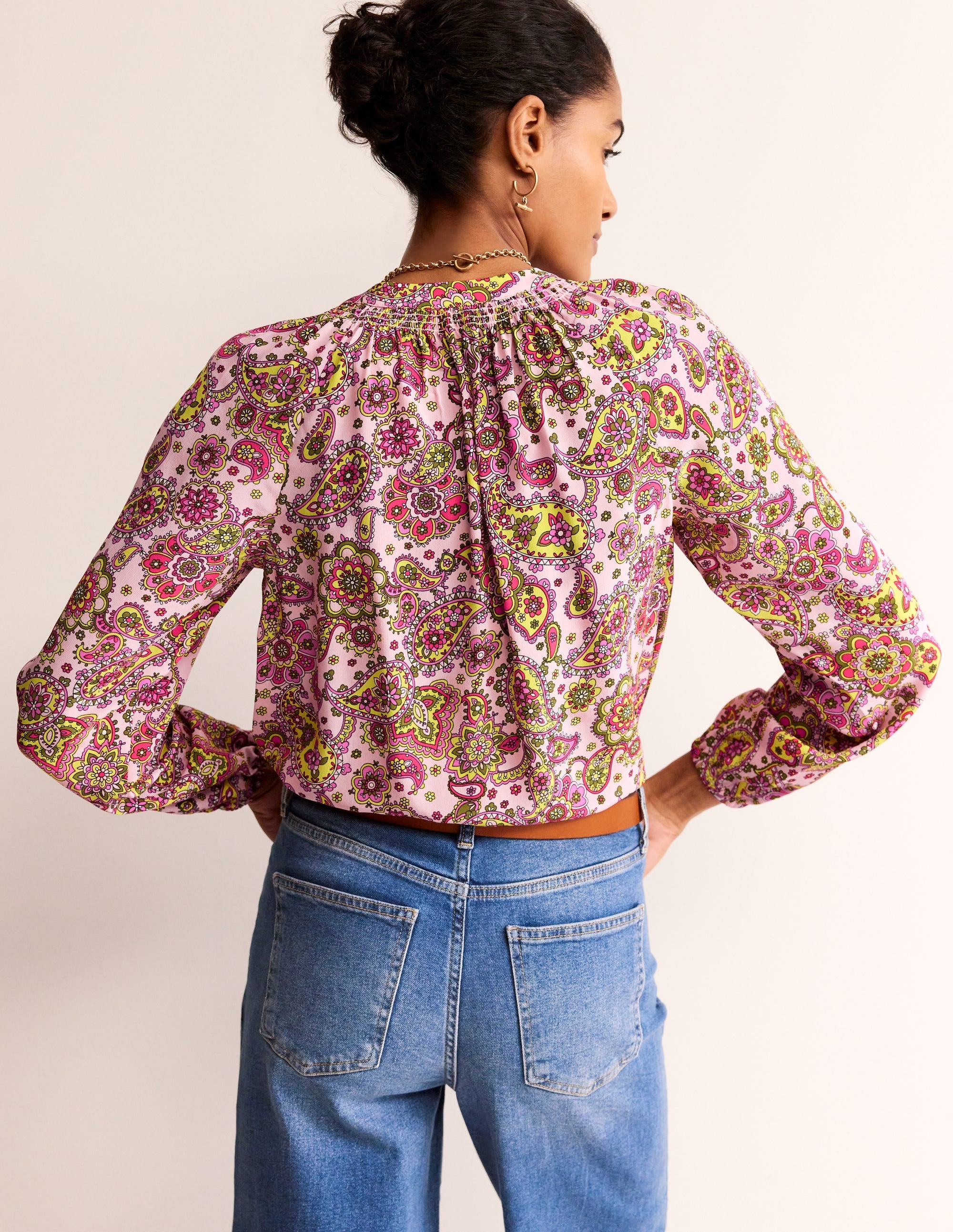 Grace Silk Top-Milkshake, Paisley Field - Image 3