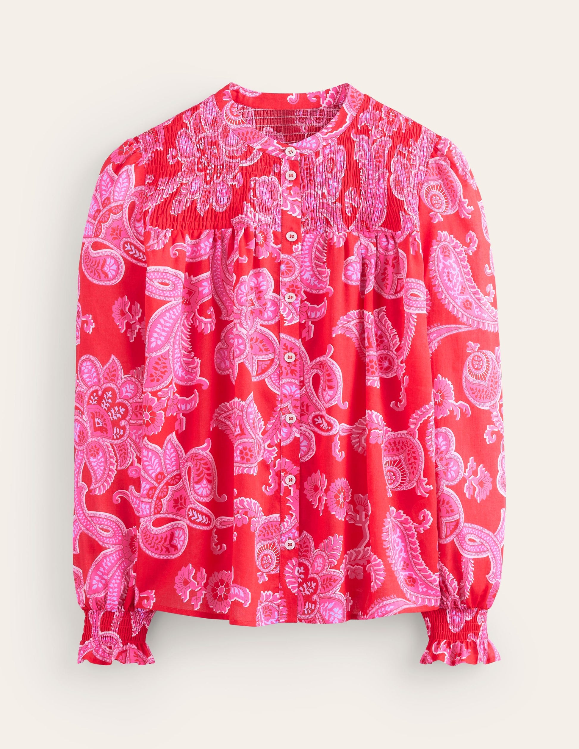 Helena Cotton Blouse-Flame Scarlet, Cascade Paisley-5