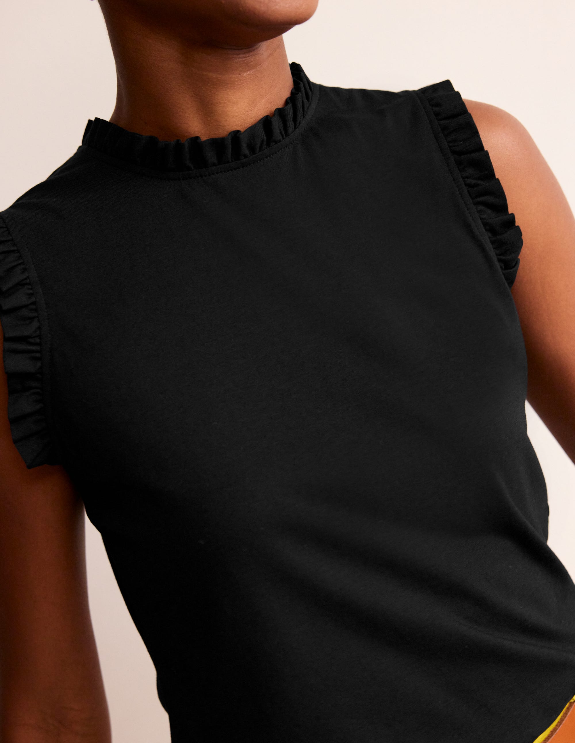Supersoft Frill Detail Vest-Black - Image 2