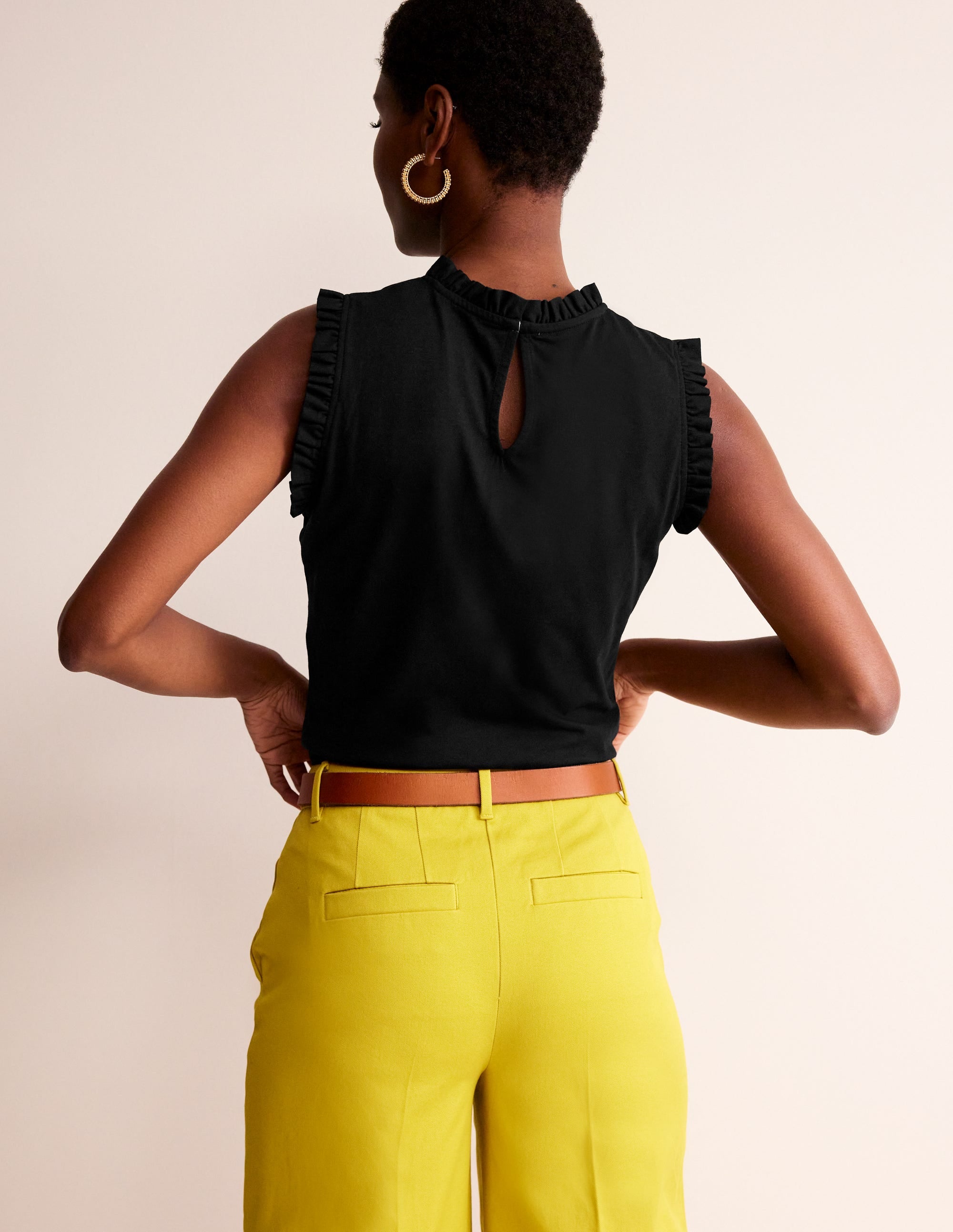 Supersoft Frill Detail Vest-Black - Image 3