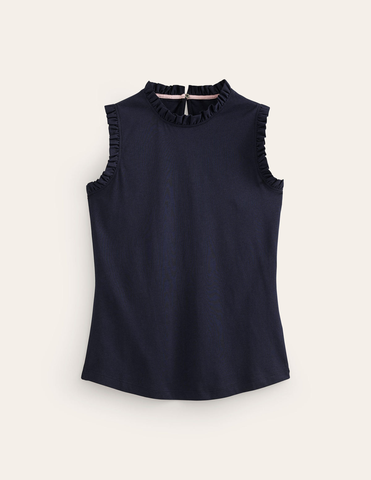Supersoft Frill Detail Vest-Navy-5