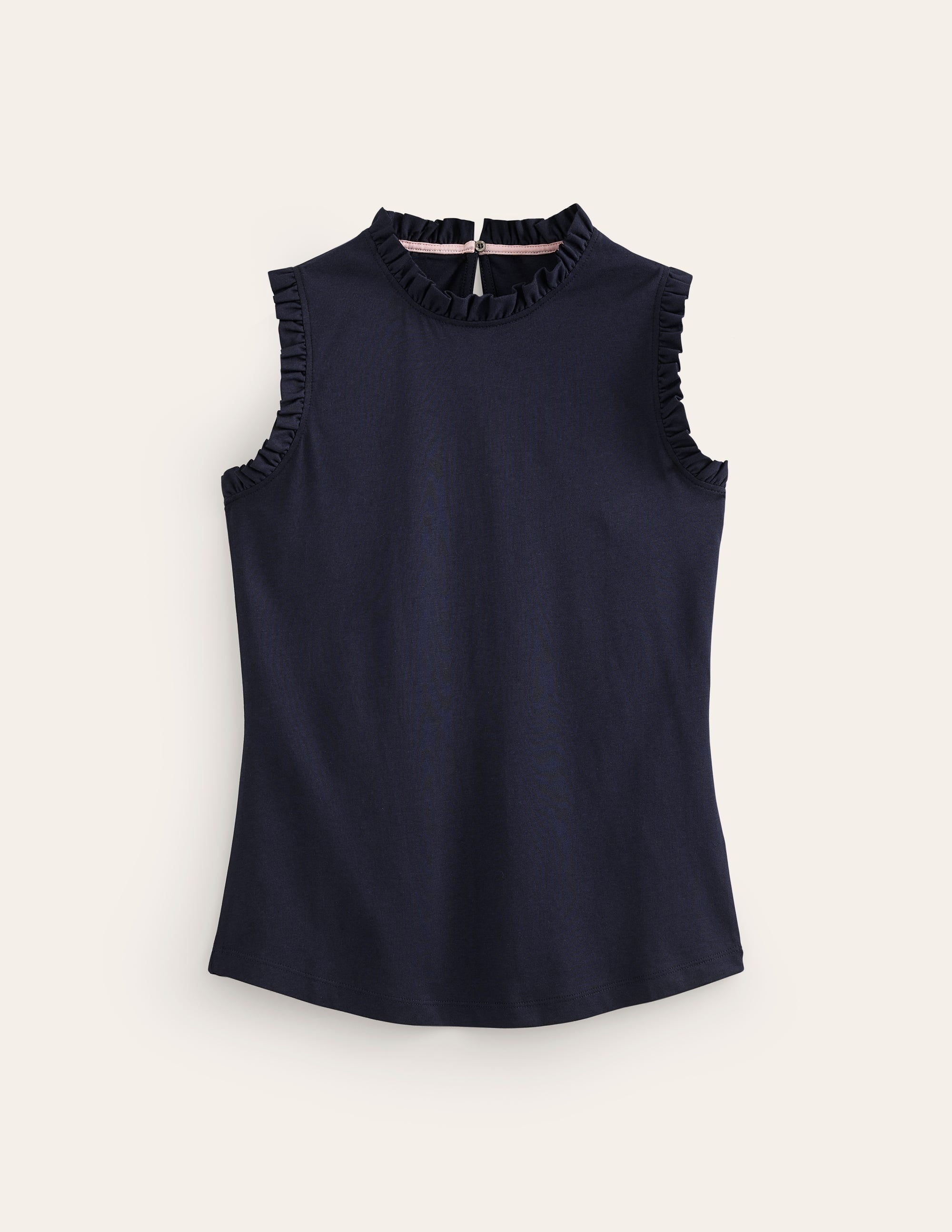 Supersoft Frill Detail Vest-Navy - Image 5