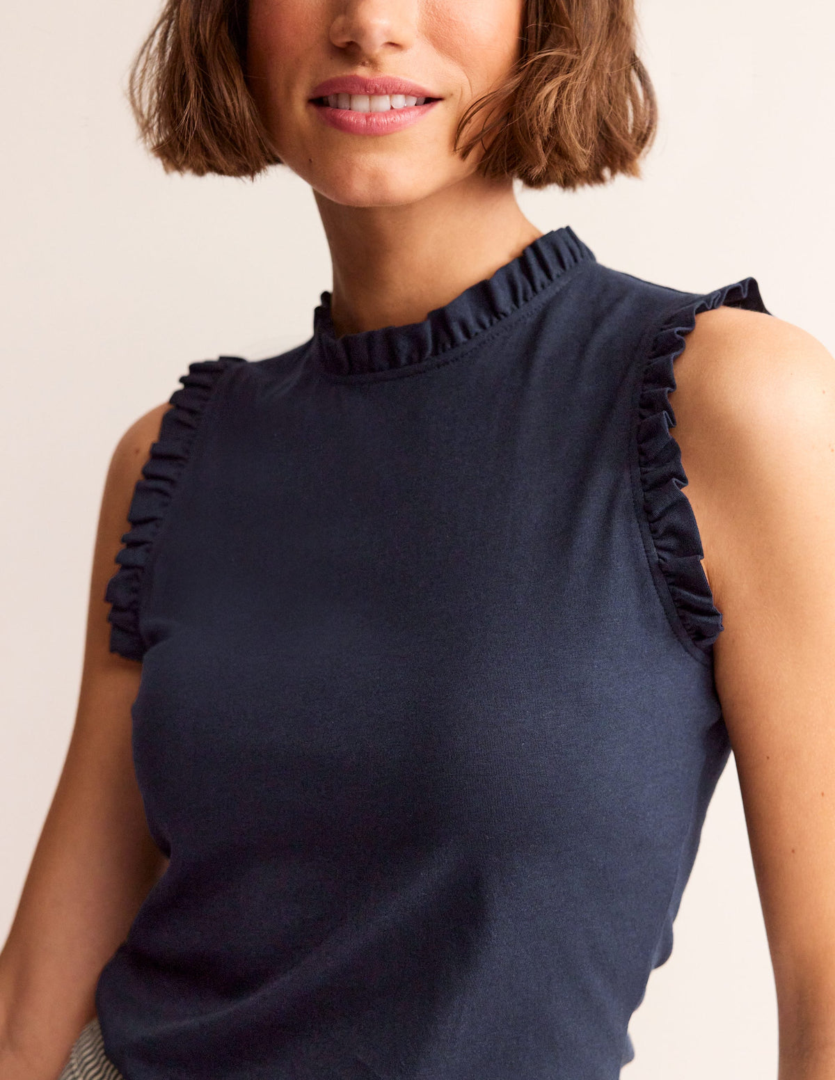 Supersoft Frill Detail Vest-Navy - Image 2
