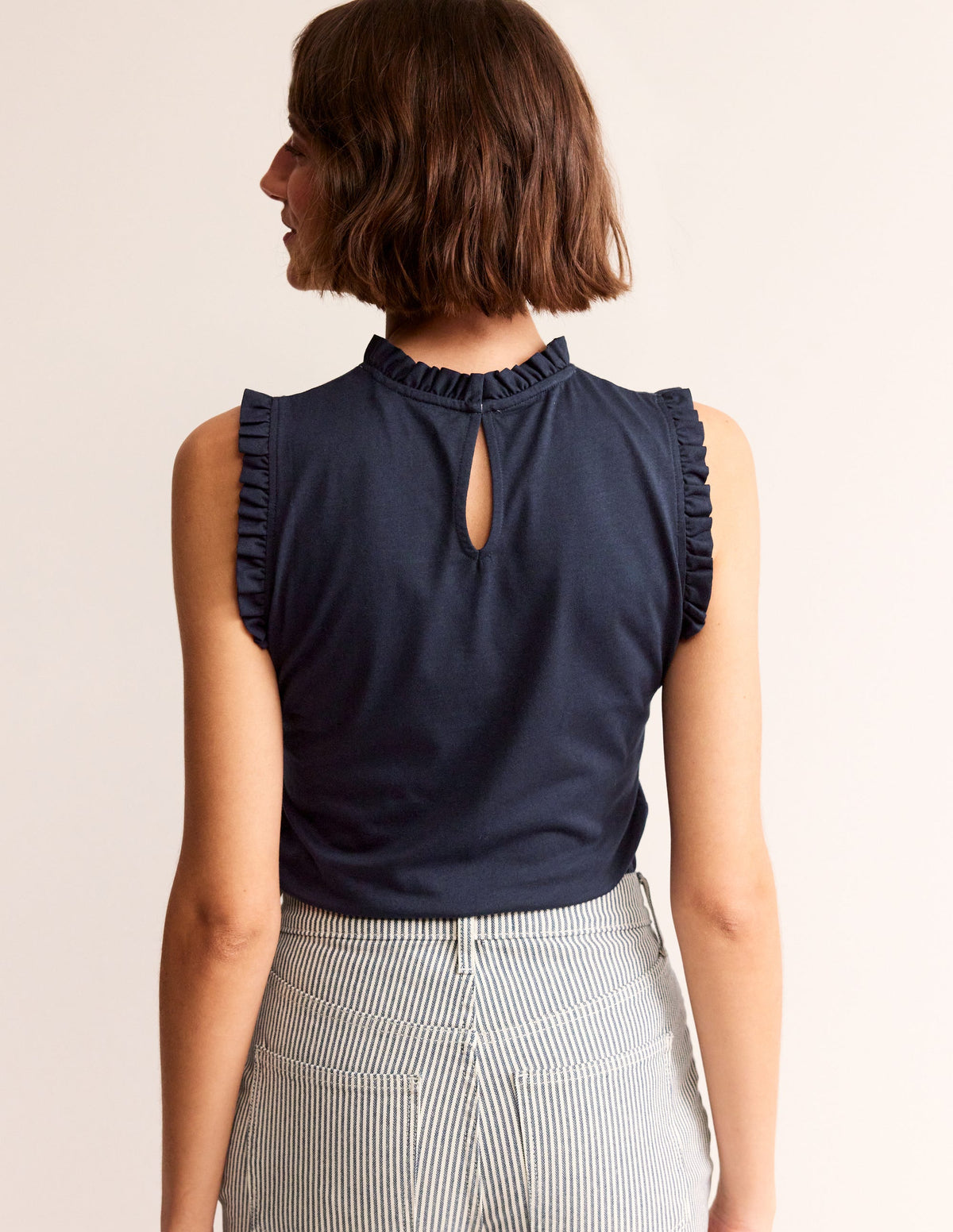 Supersoft Frill Detail Vest-Navy - Image 3