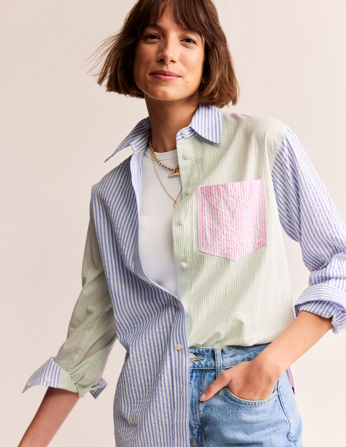 Connie Seersucker Shirt-Hotch Multi-1